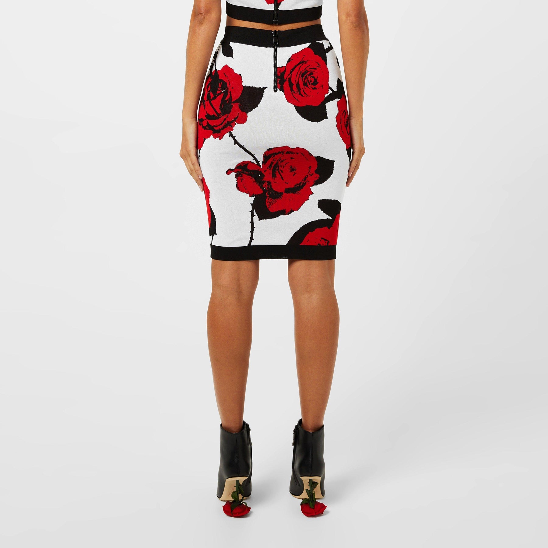 Floral Jacquard Midi Skirt