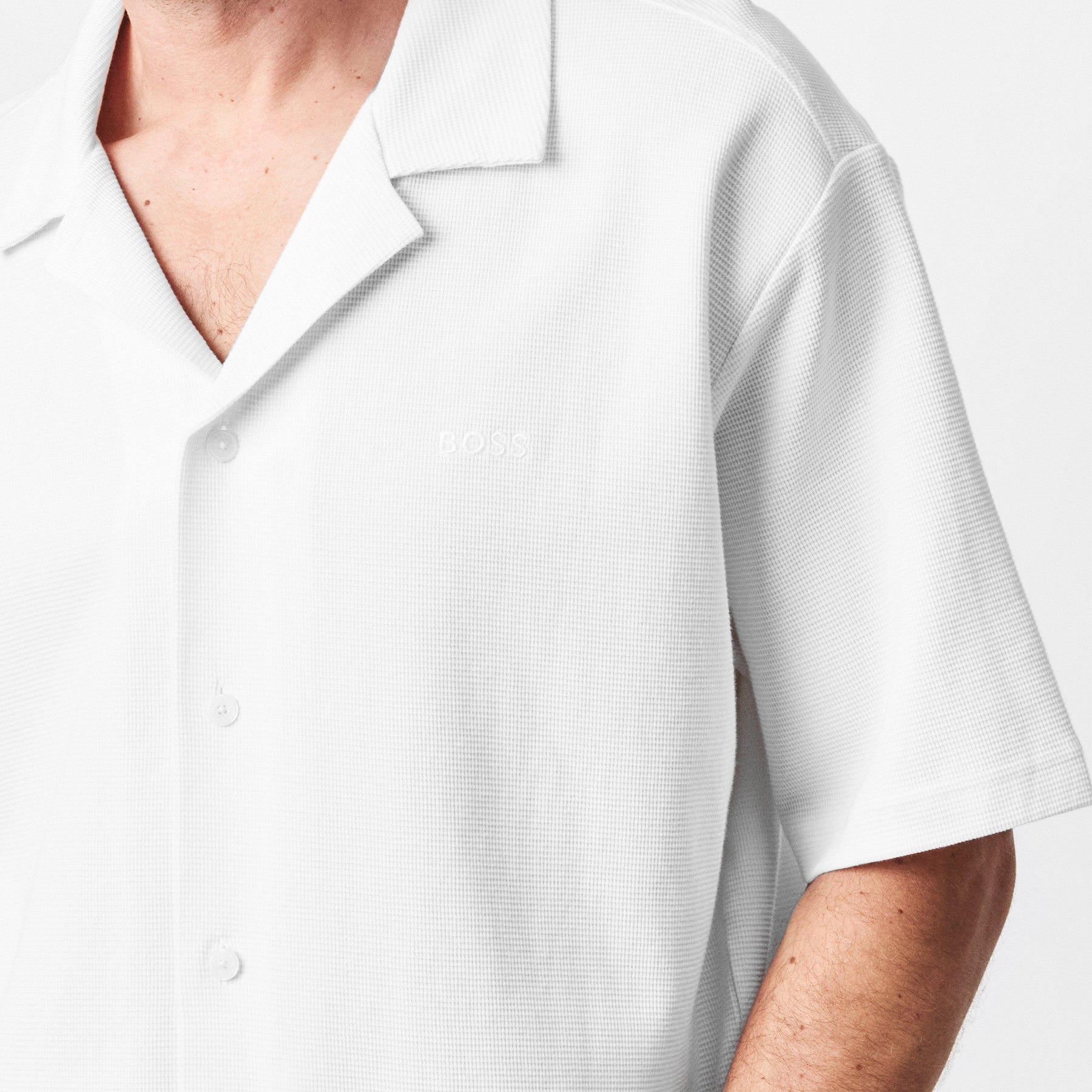 Embroidered Waffle Bowling Shirt