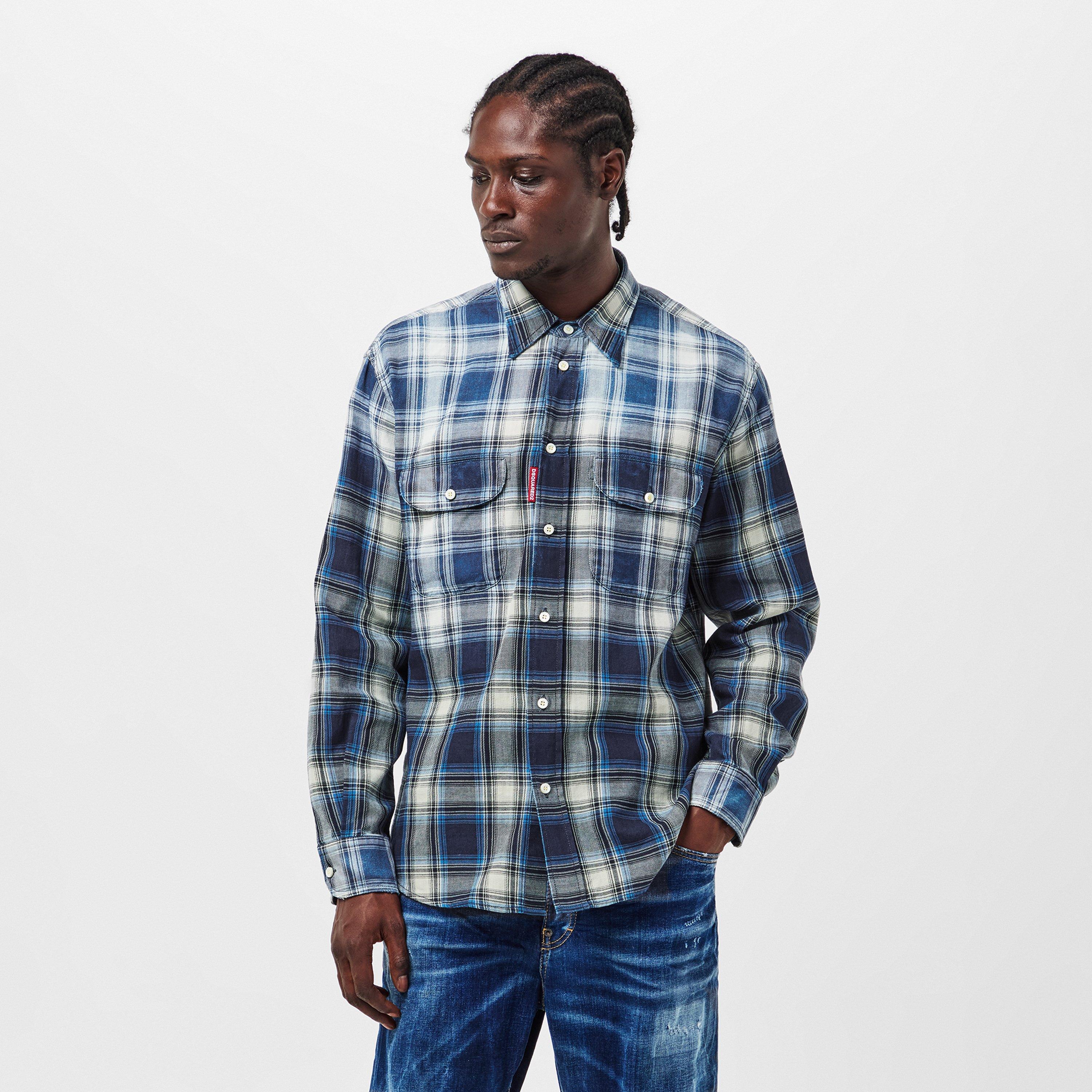 DSQ Vintage Long Sleeve Patterned Relaxed Fit Shirt