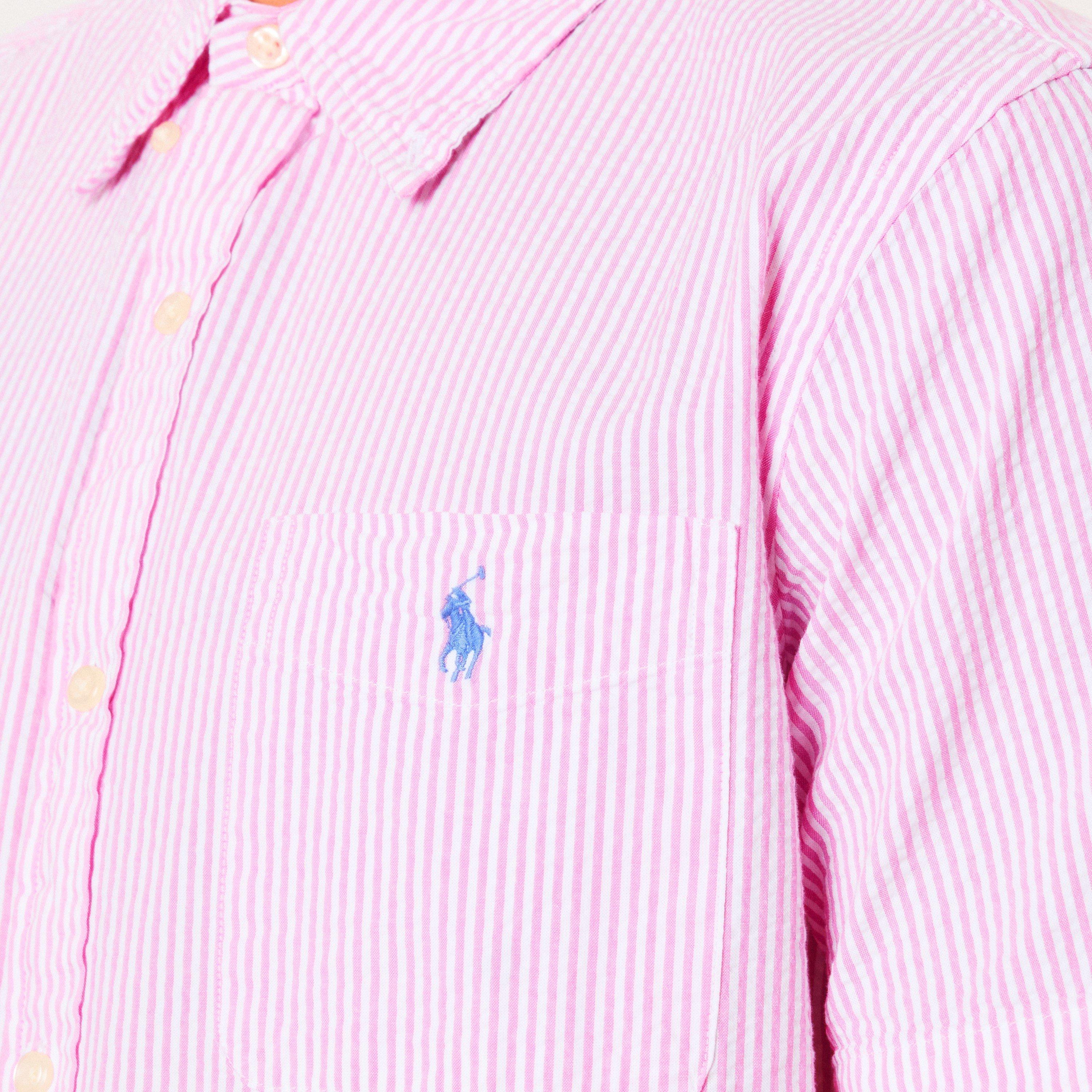 Men's Striped Seersucker Short-Sleeve Patterned Shirt