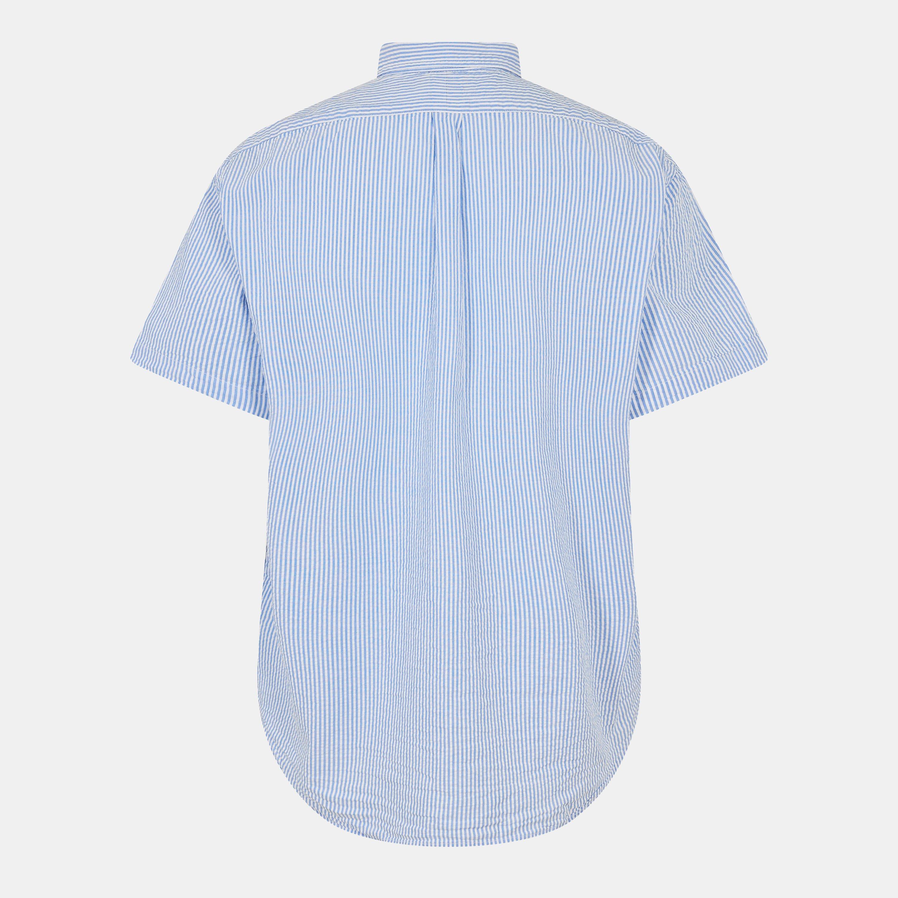 Men's Striped Seersucker Short-Sleeve Patterned Shirt