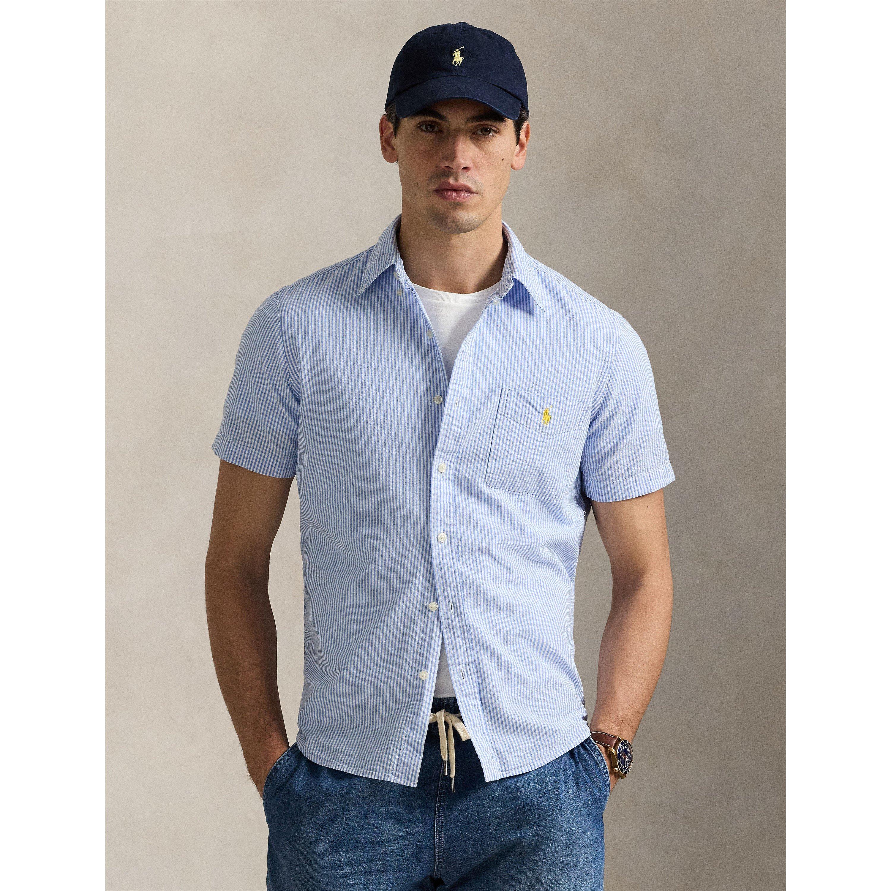 Striped Seersucker Short Sleeve Shirt