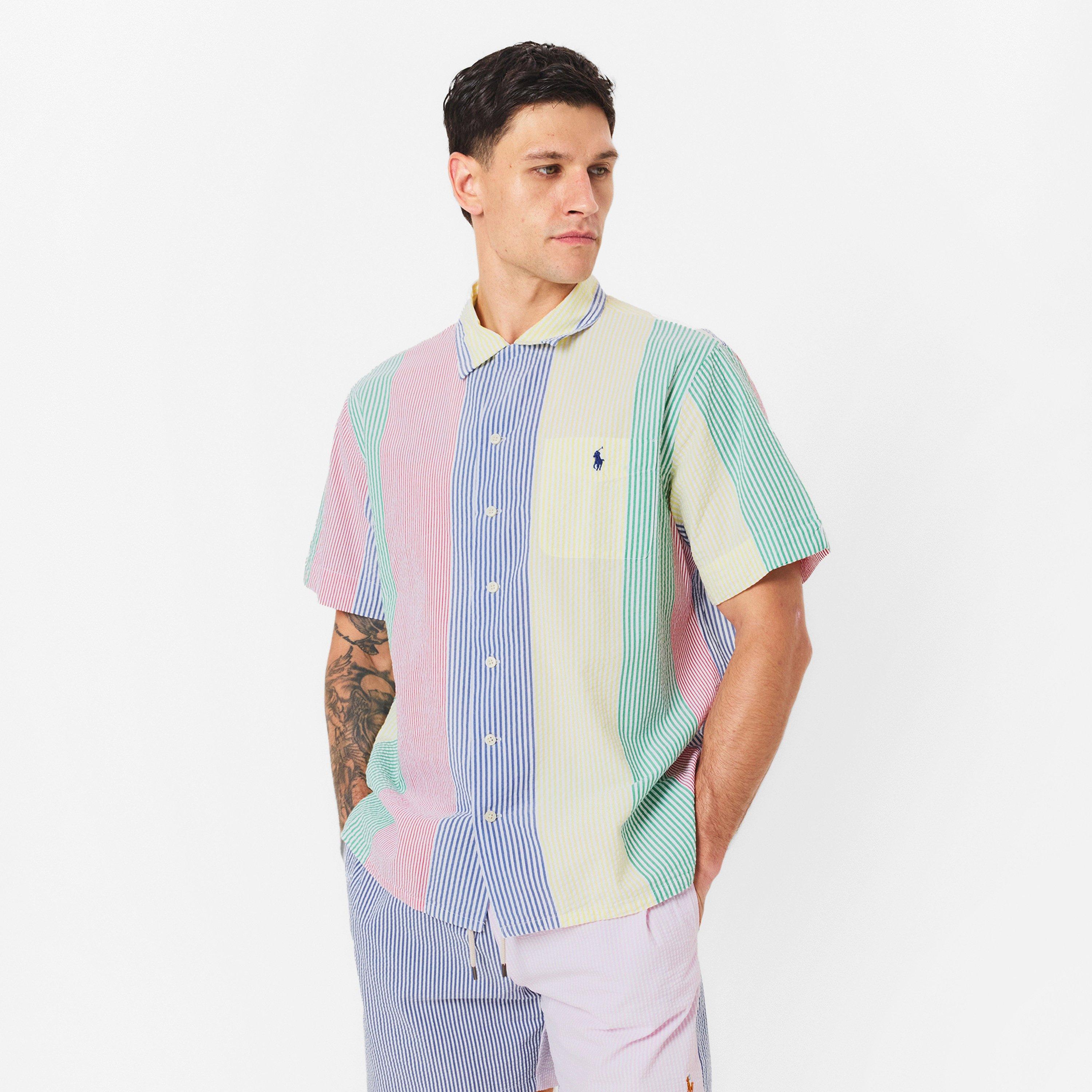 Men's Fun Seersucker Short-Sleeve Patterned Shirt