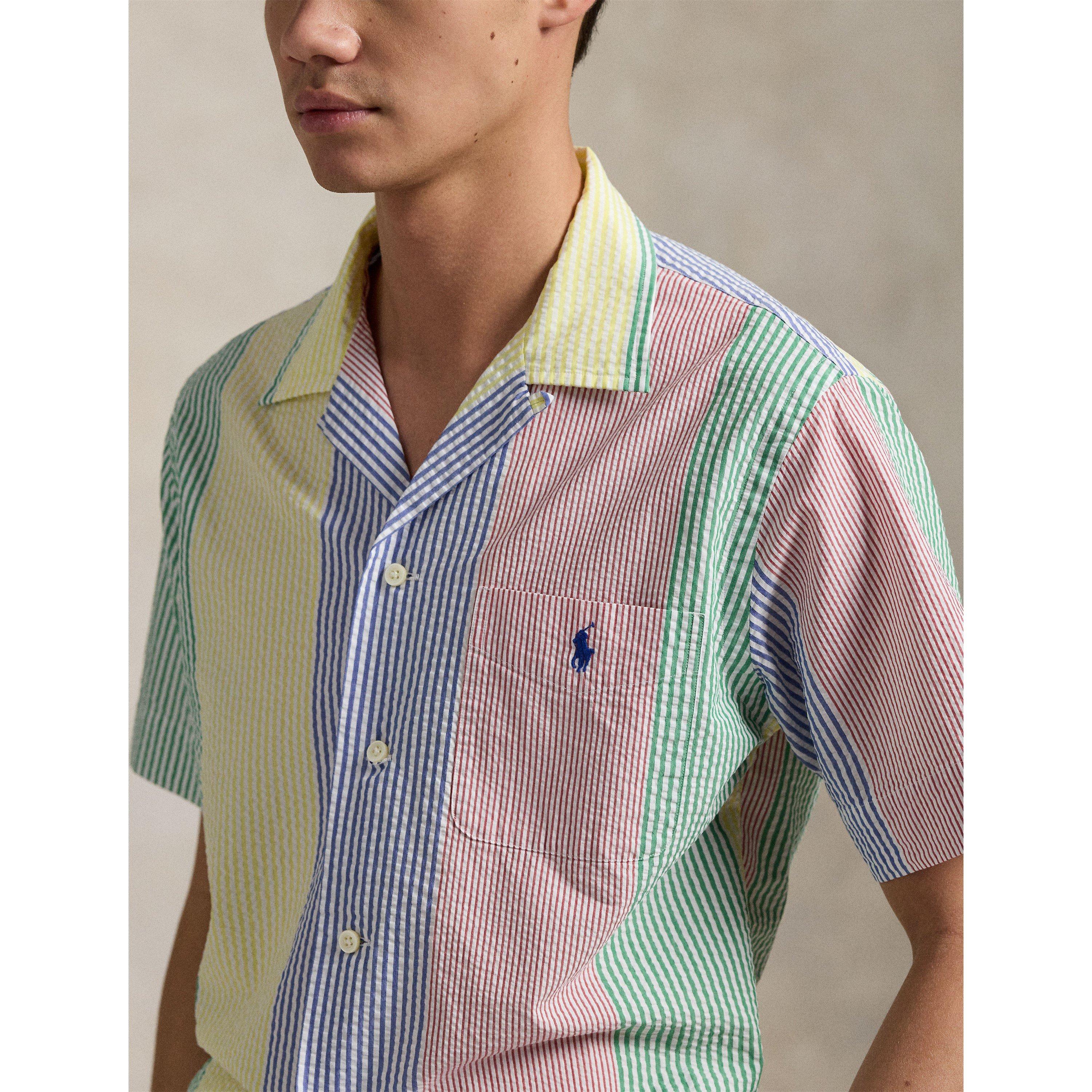 Fun Seersucker Short-Sleeve Patterned Shirt