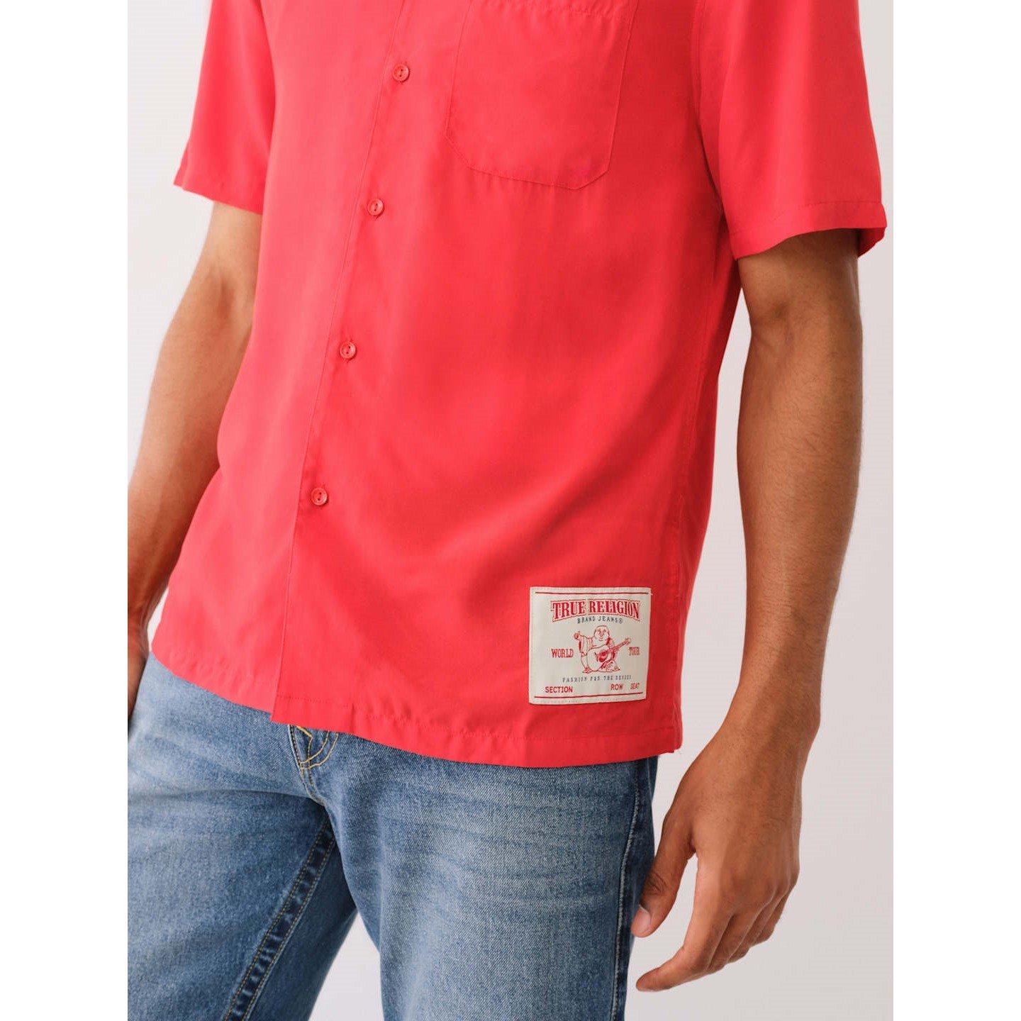 Camp Collar Short-Sleeve Plain Shirt