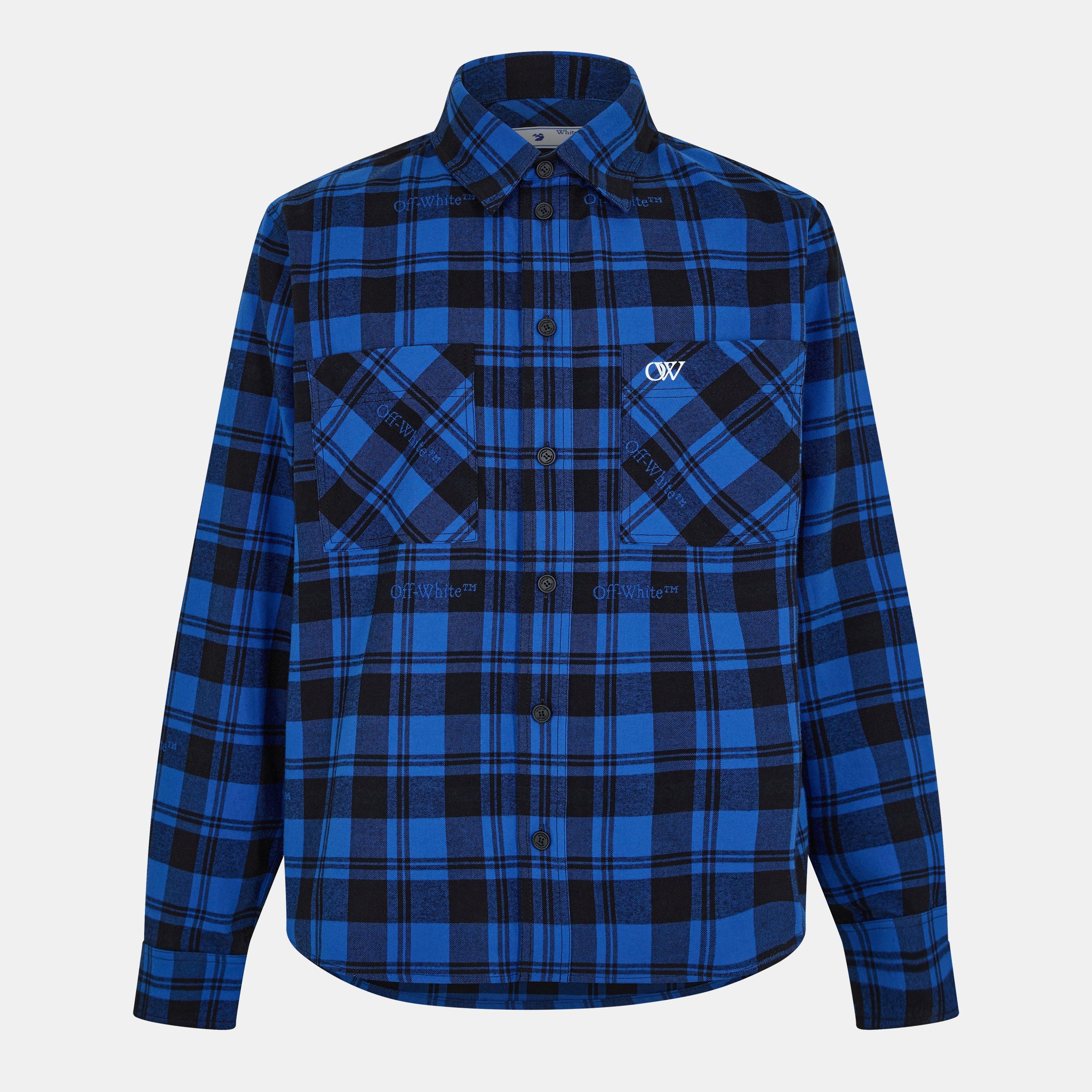 Arrow Plaid Cotton Long Sleeve Embroidered Shirt