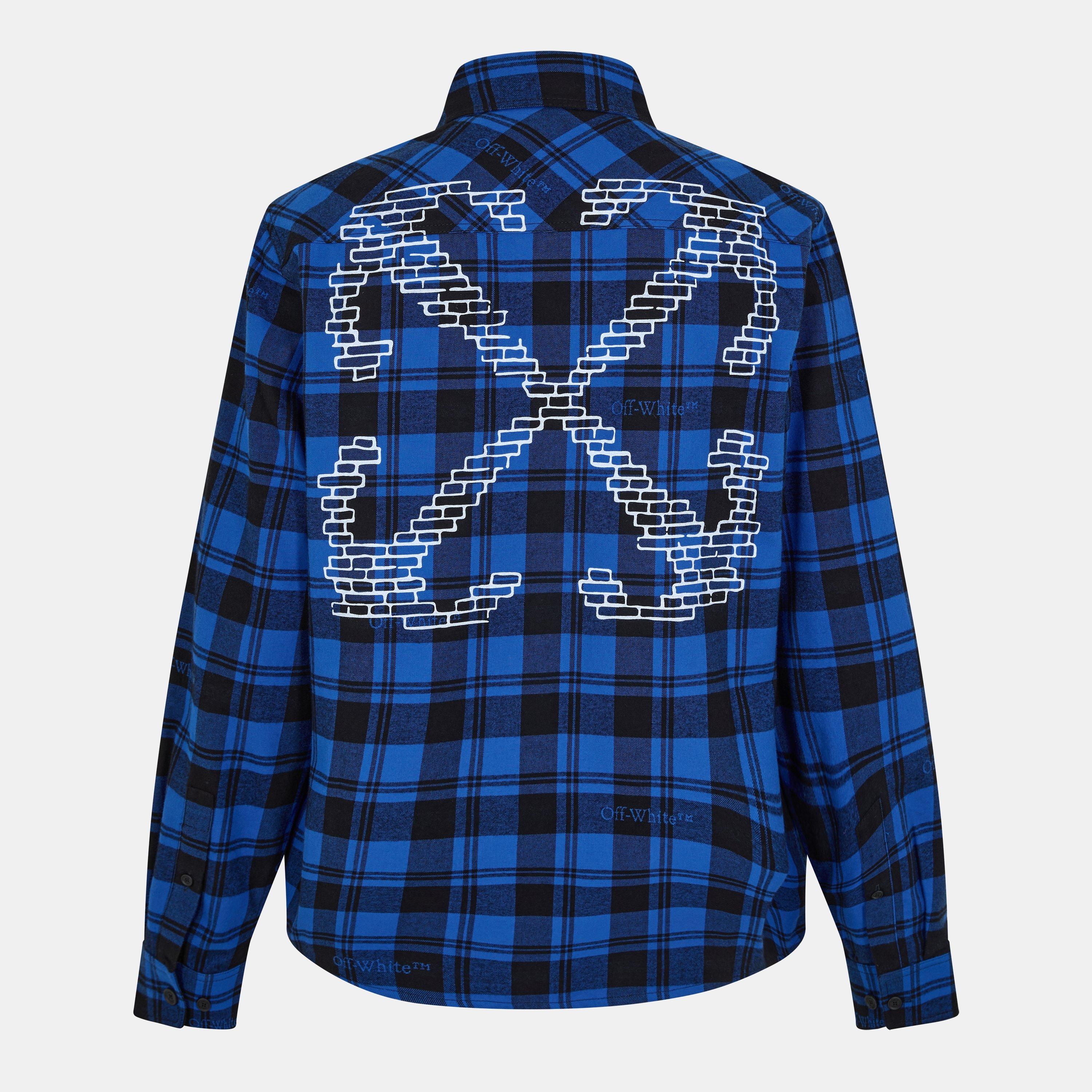 Arrow Plaid Cotton Long Sleeve Embroidered Shirt