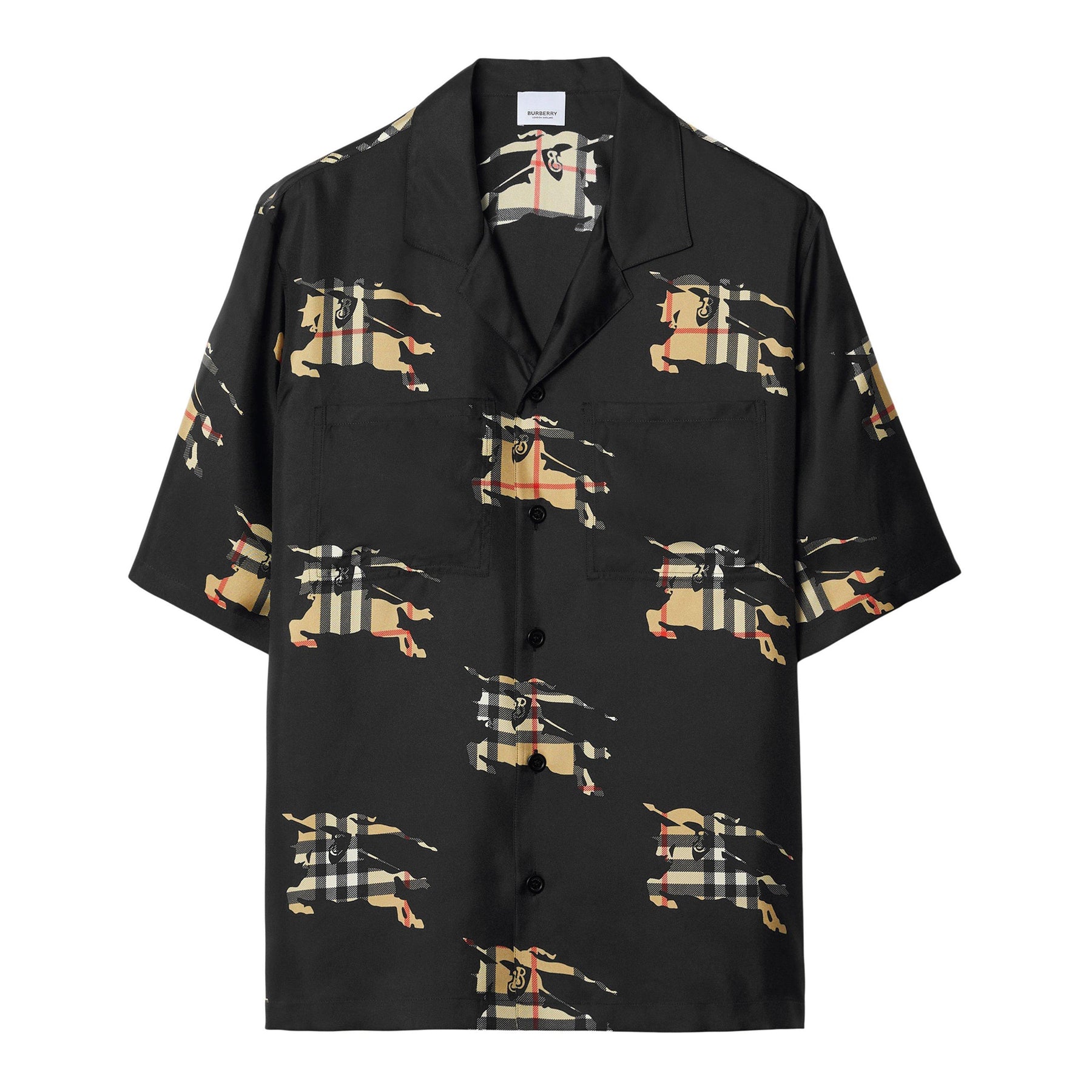 Equestrian Knight-Print Silk Shirt