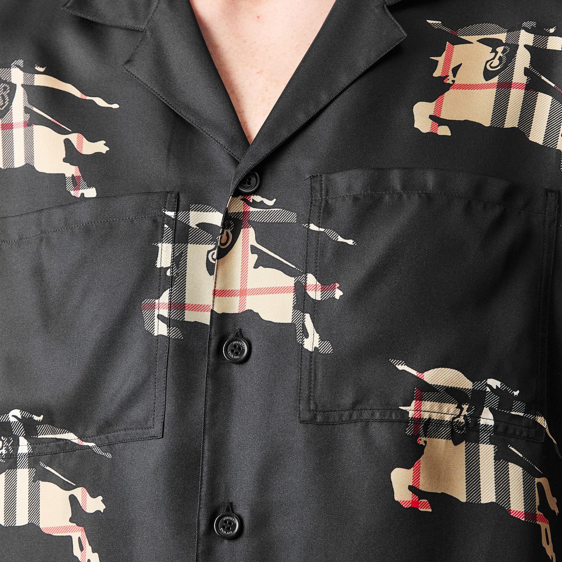 Equestrian Knight-Print Silk Shirt
