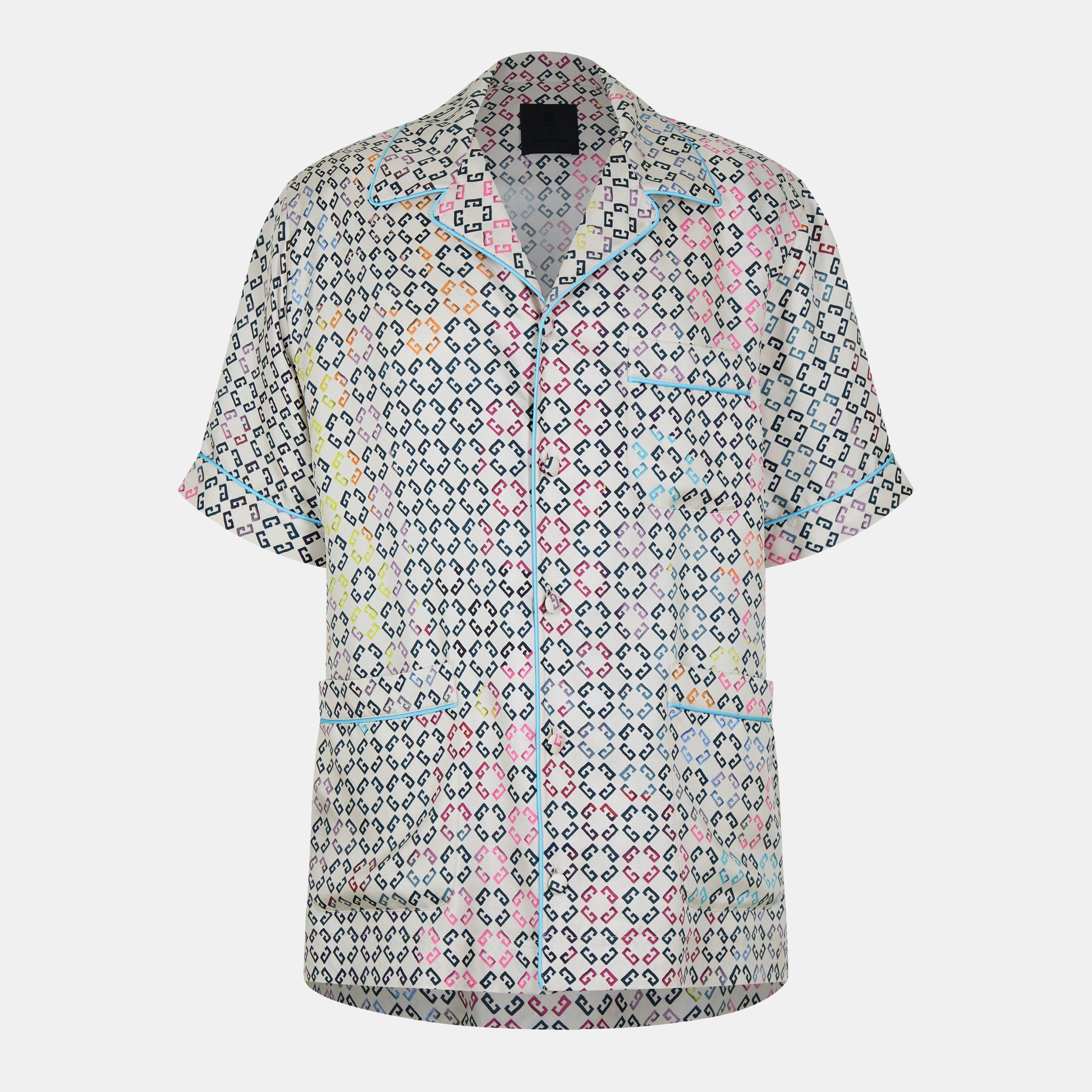 Men's GIV Mono Silk Short-Sleeve Patterned Shirt
