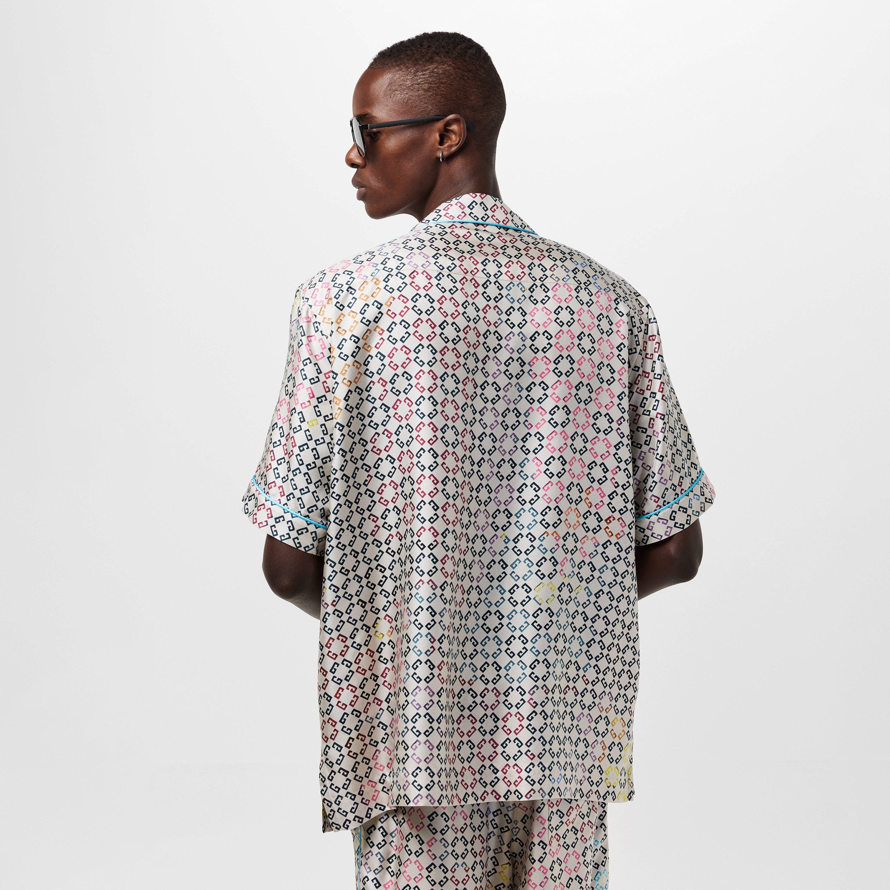 Men's GIV Mono Silk Short-Sleeve Patterned Shirt