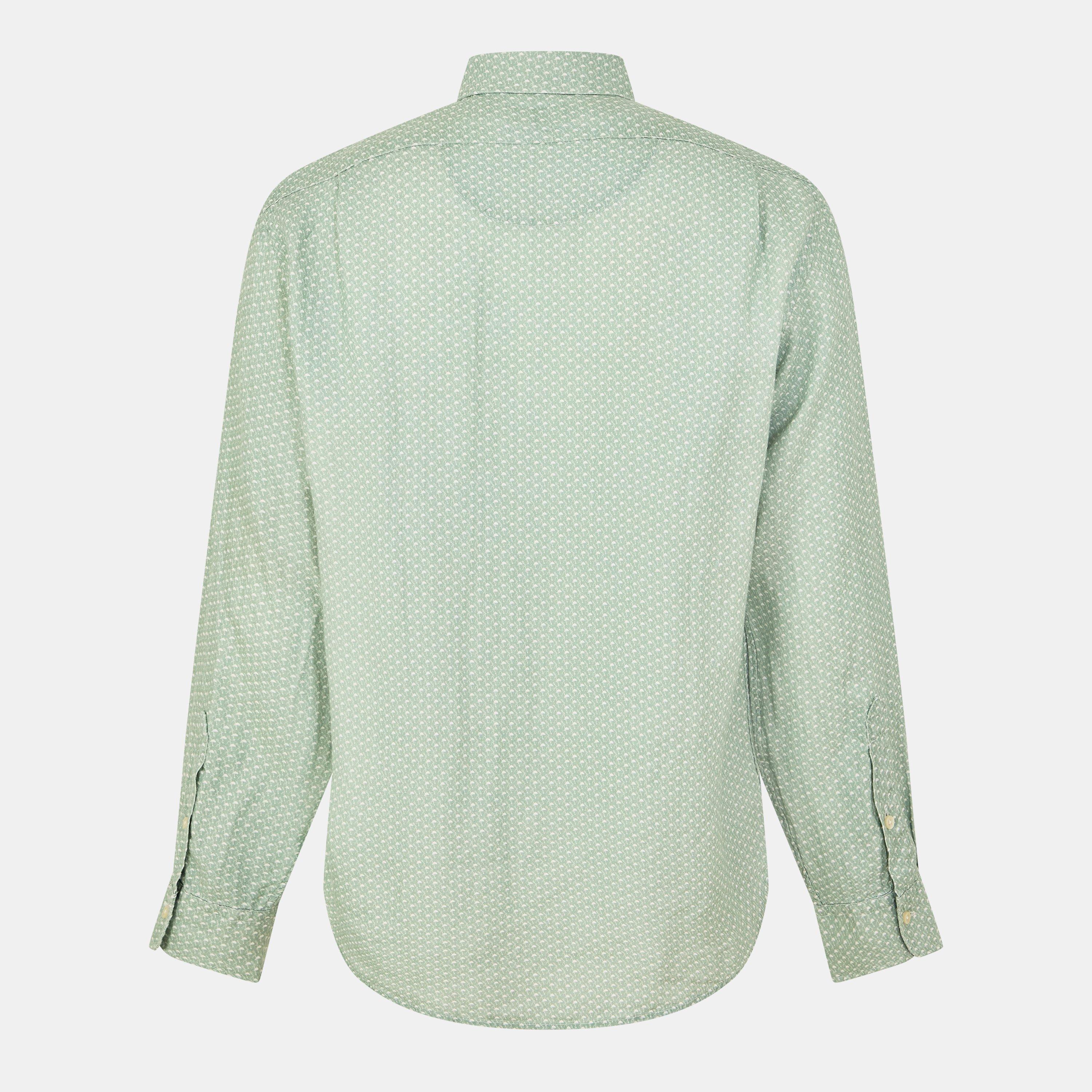 Custom Fit Mallet-Print Linen Shirt