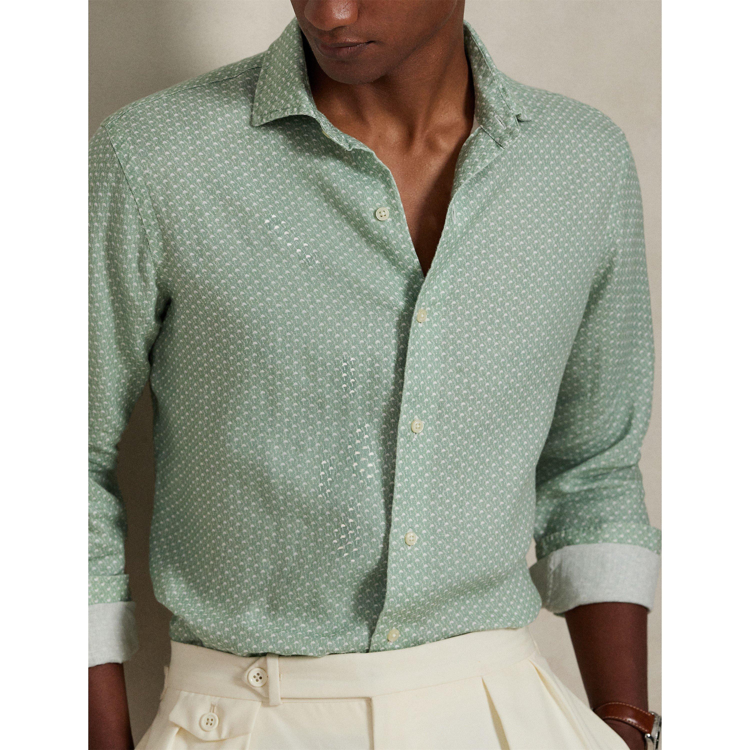 Custom Fit Mallet-Print Linen Shirt