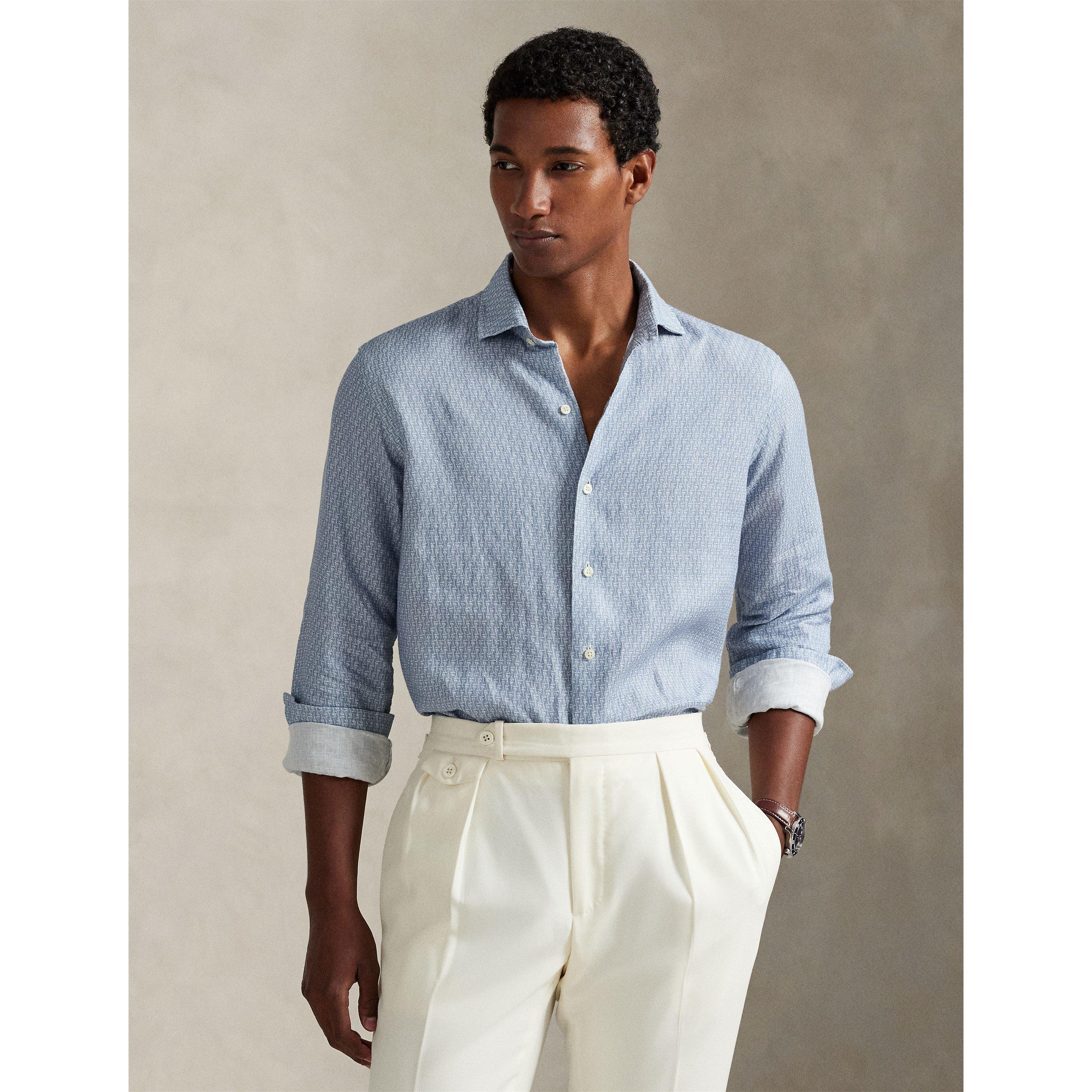 Custom Fit Mallet-Print Linen Shirt