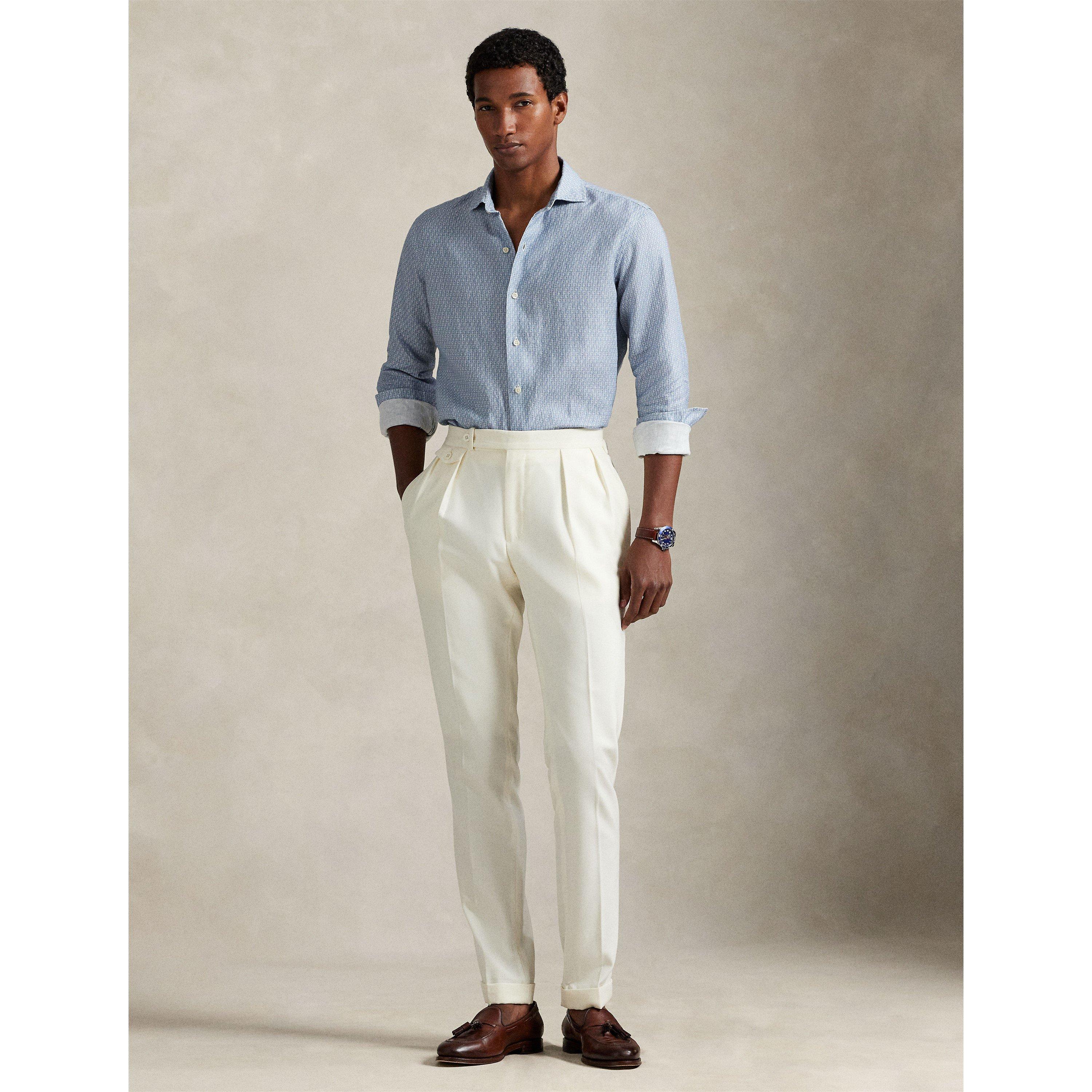 Custom Fit Mallet-Print Linen Shirt