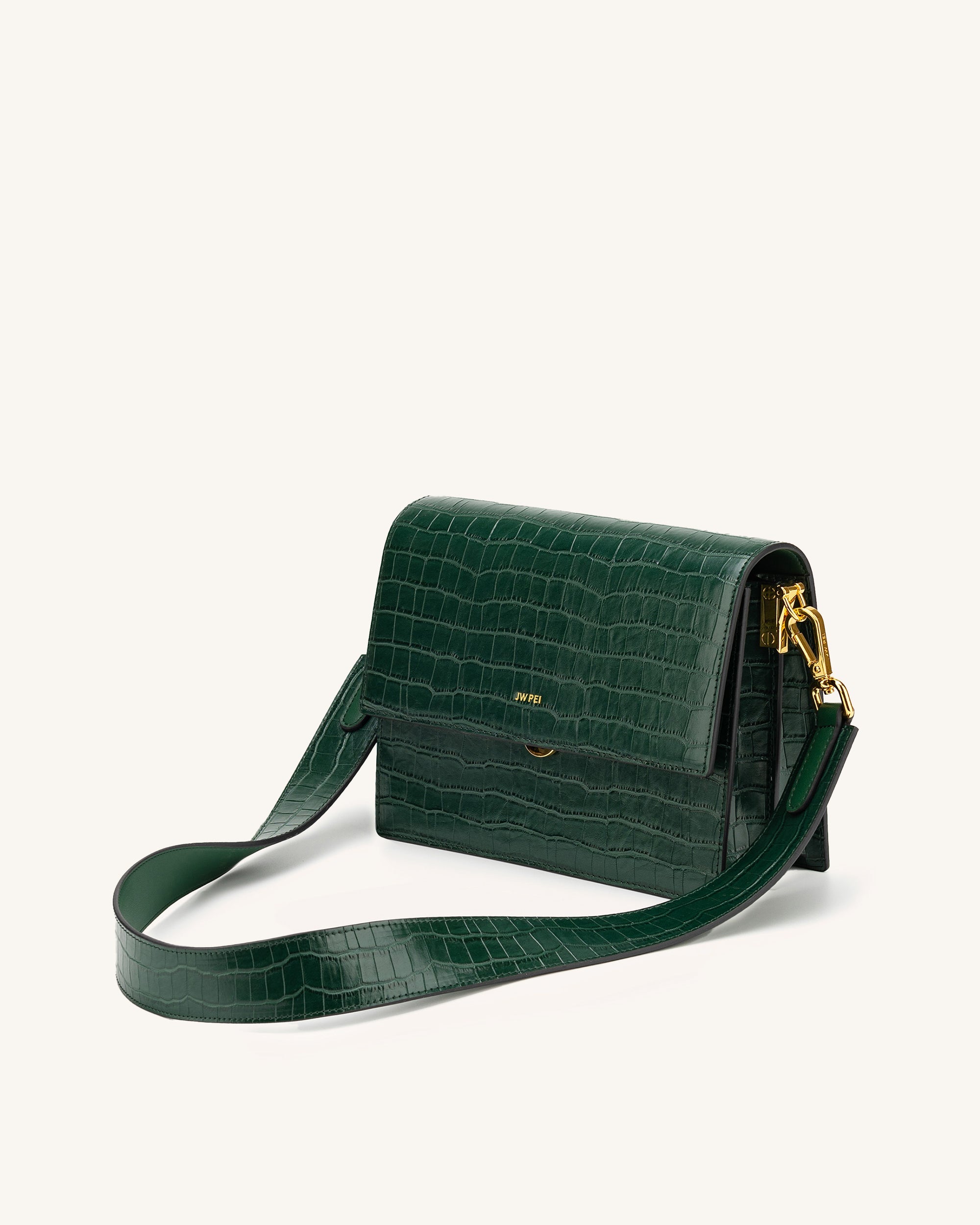 Mini Flap Crossbody - Brown Croc