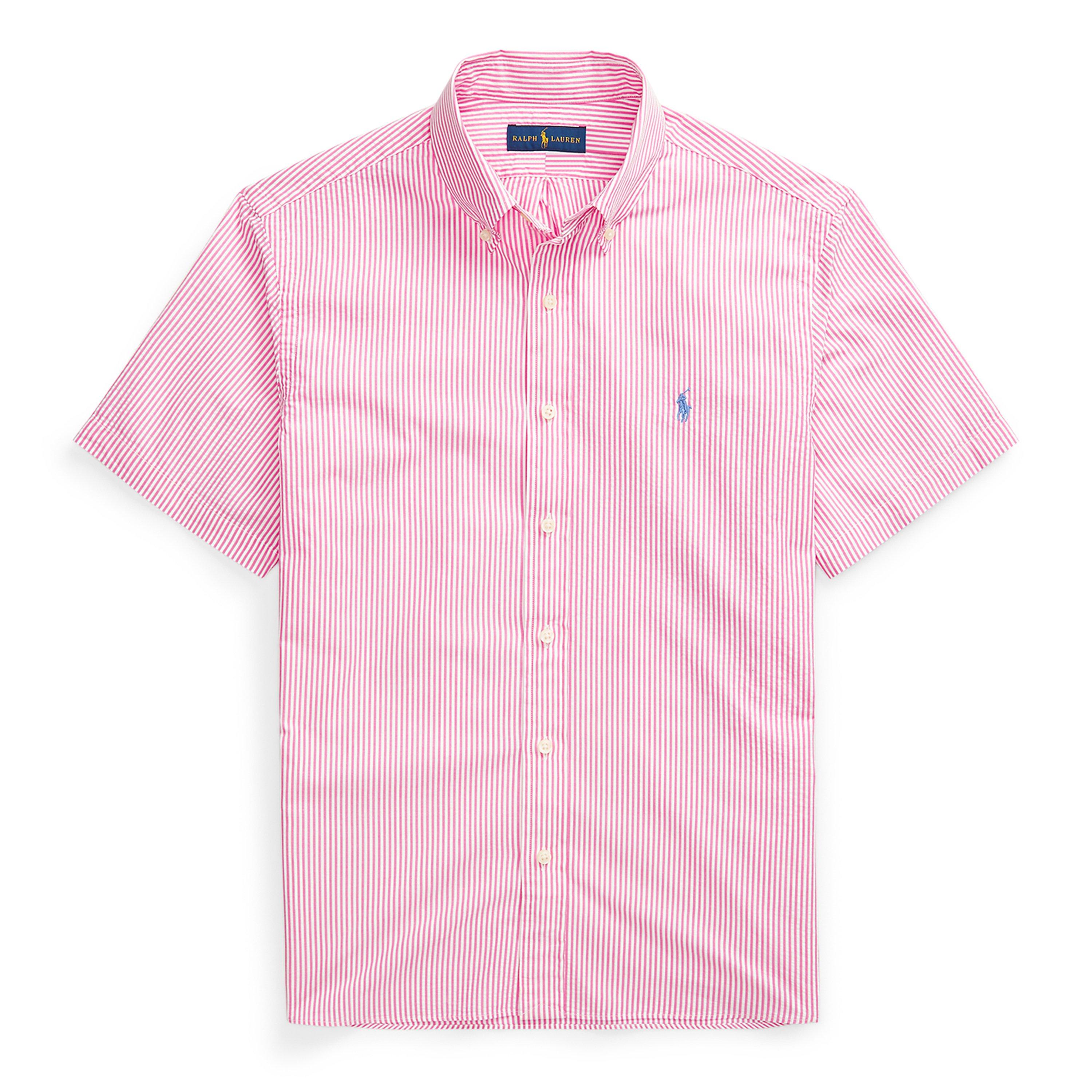 Striped Seersucker Short-Sleeve Shirt
