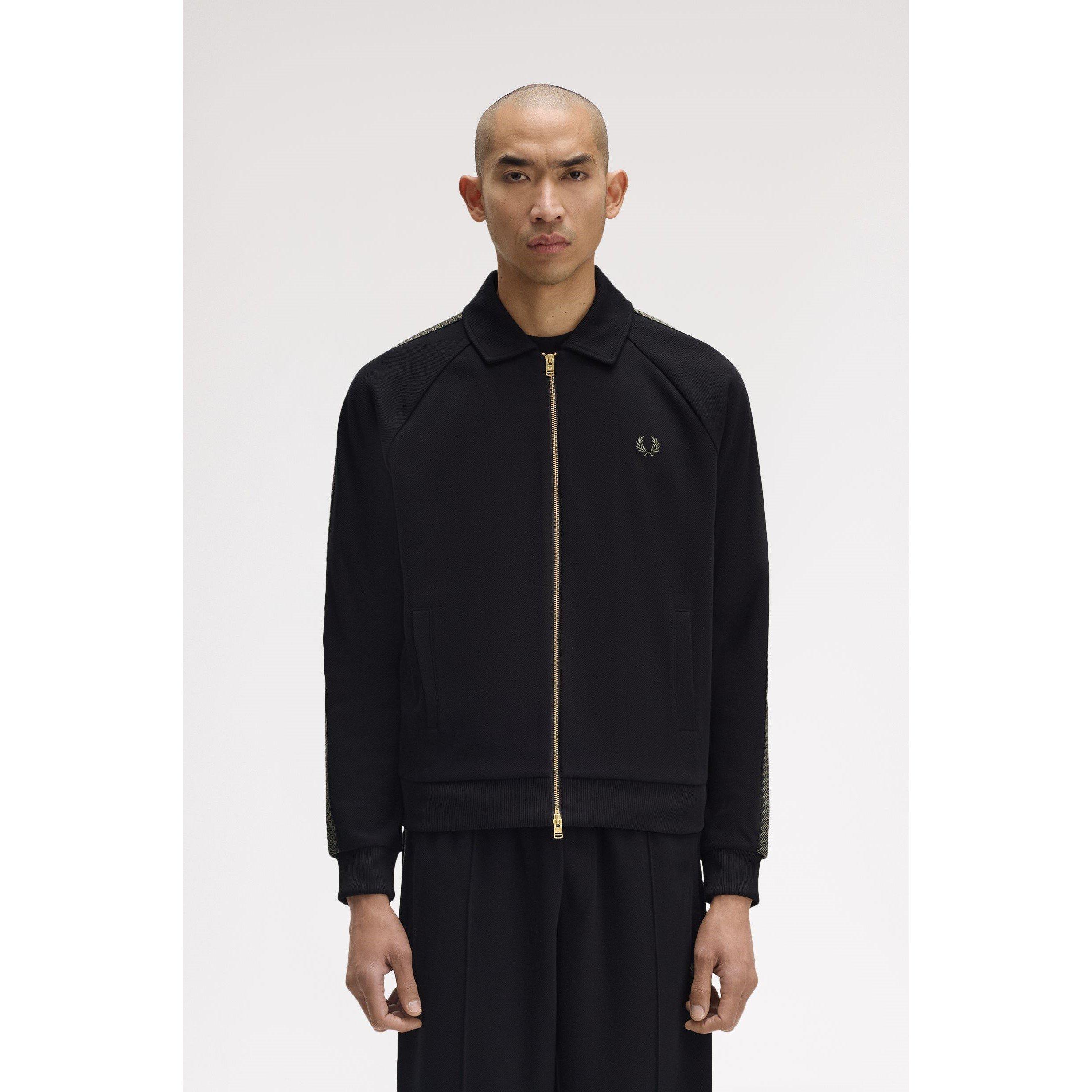 Side Tape Zip-Through Ribbed Tracksuit Top