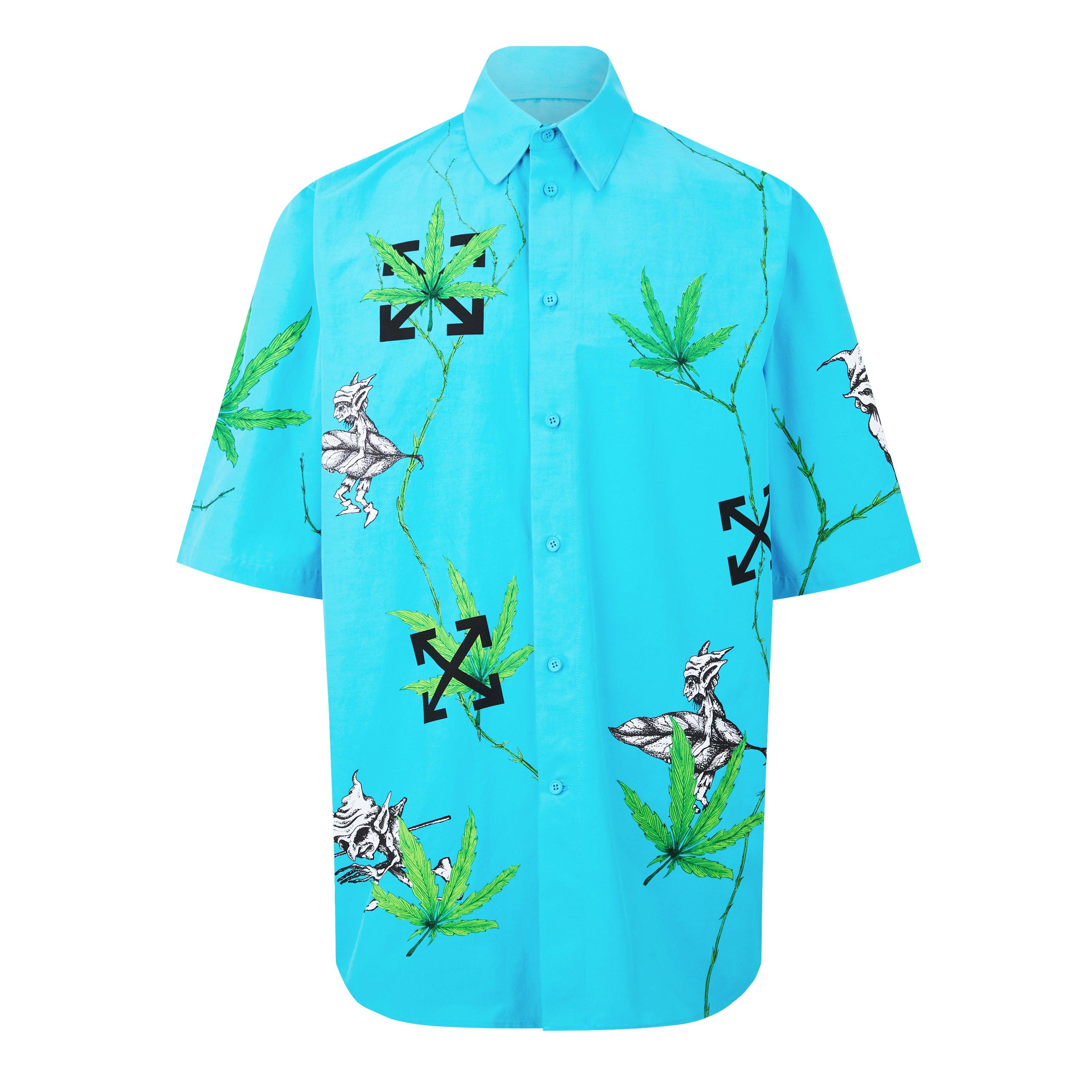 Oversized Fit Cotton Short Sleeve Point Collar Shirt