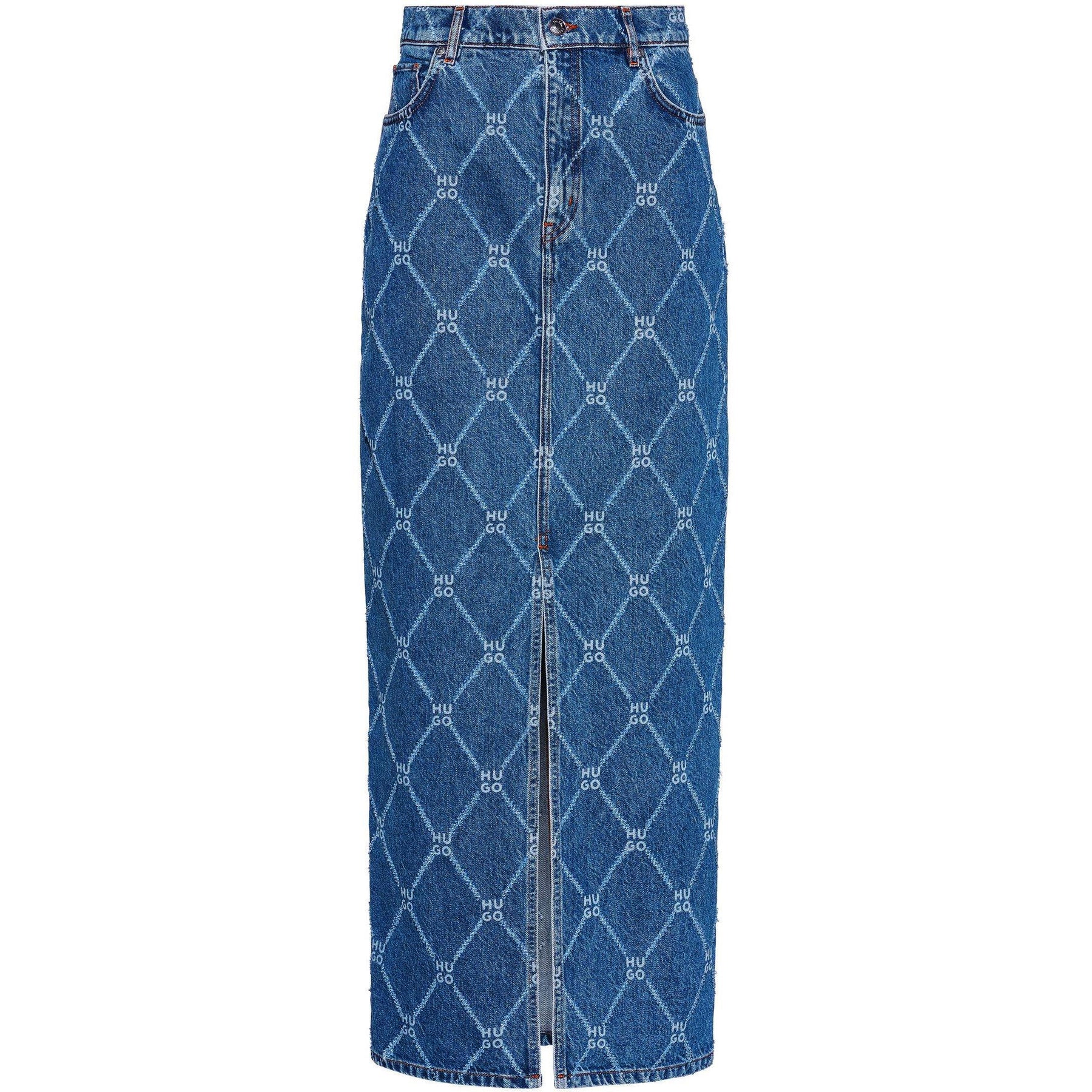Rigid-Denim Maxi Skirt