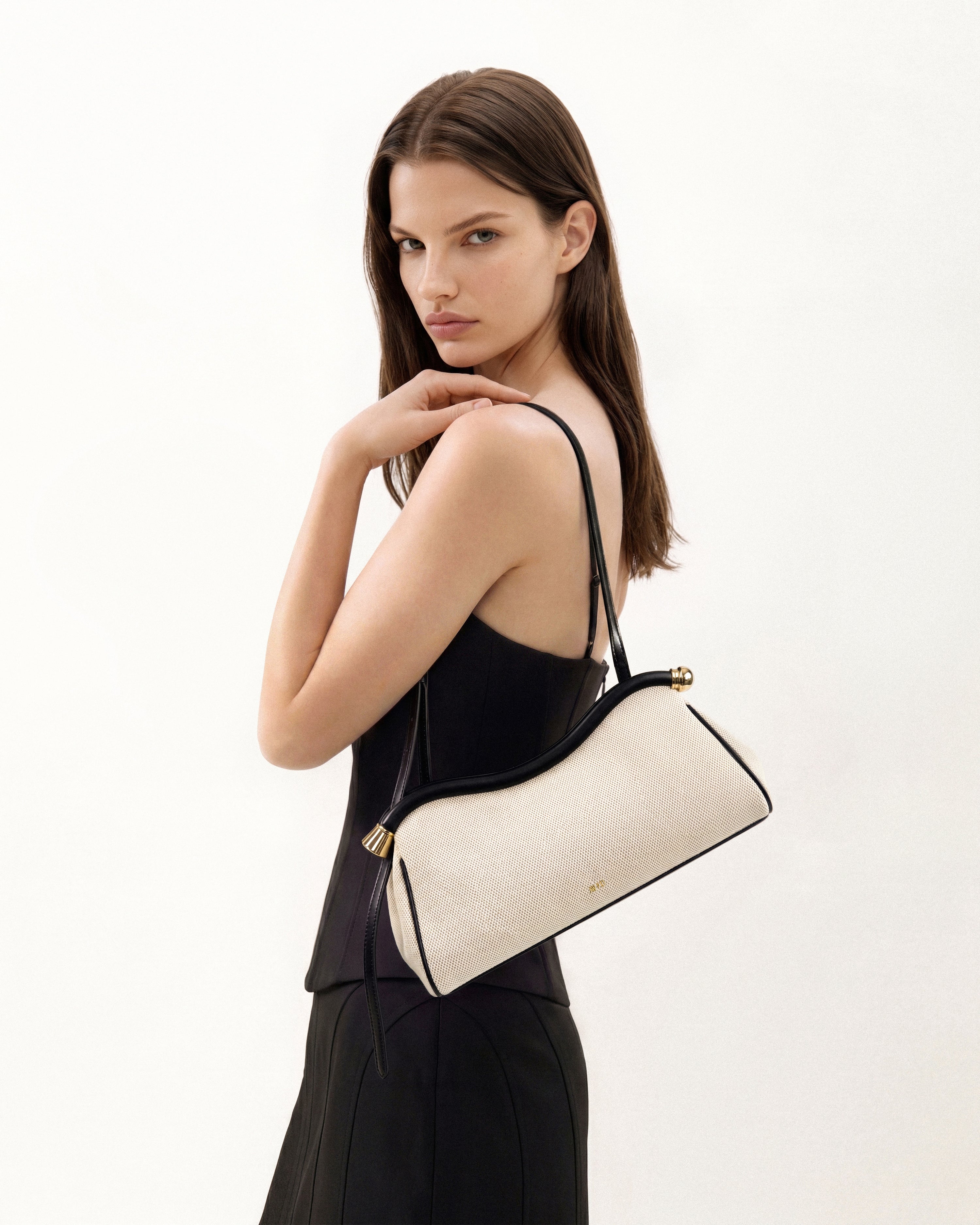 Naomi Curved Shoulder Bag - Blue Denim