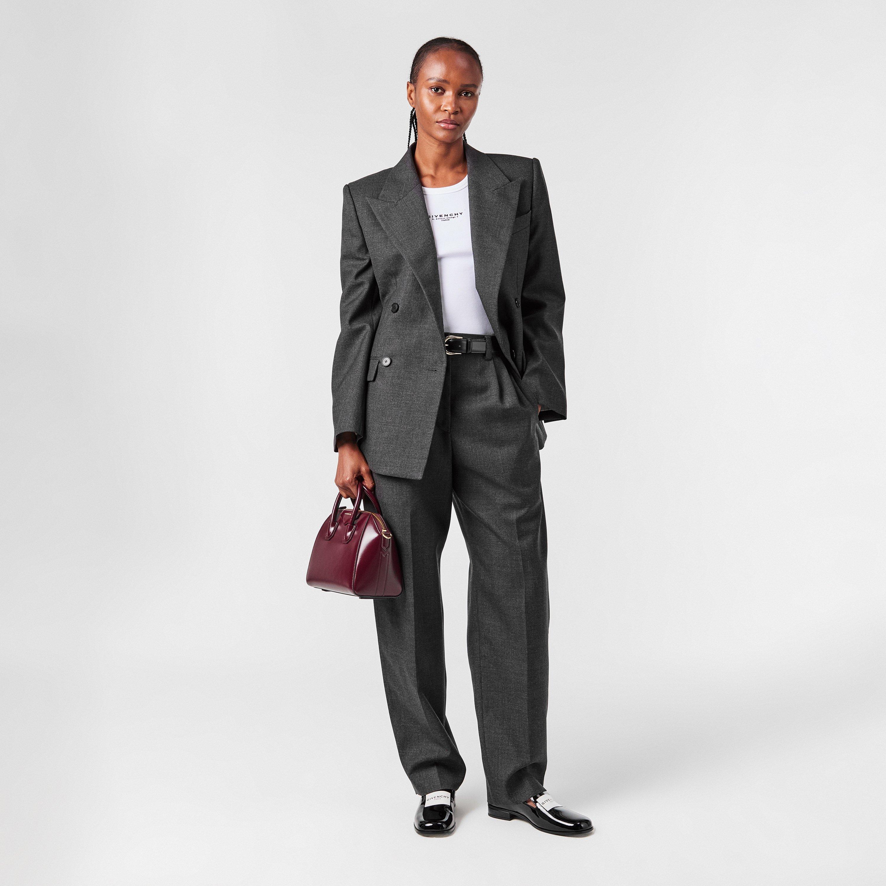 Double Breasted Wool Long Sleeve Blazer
