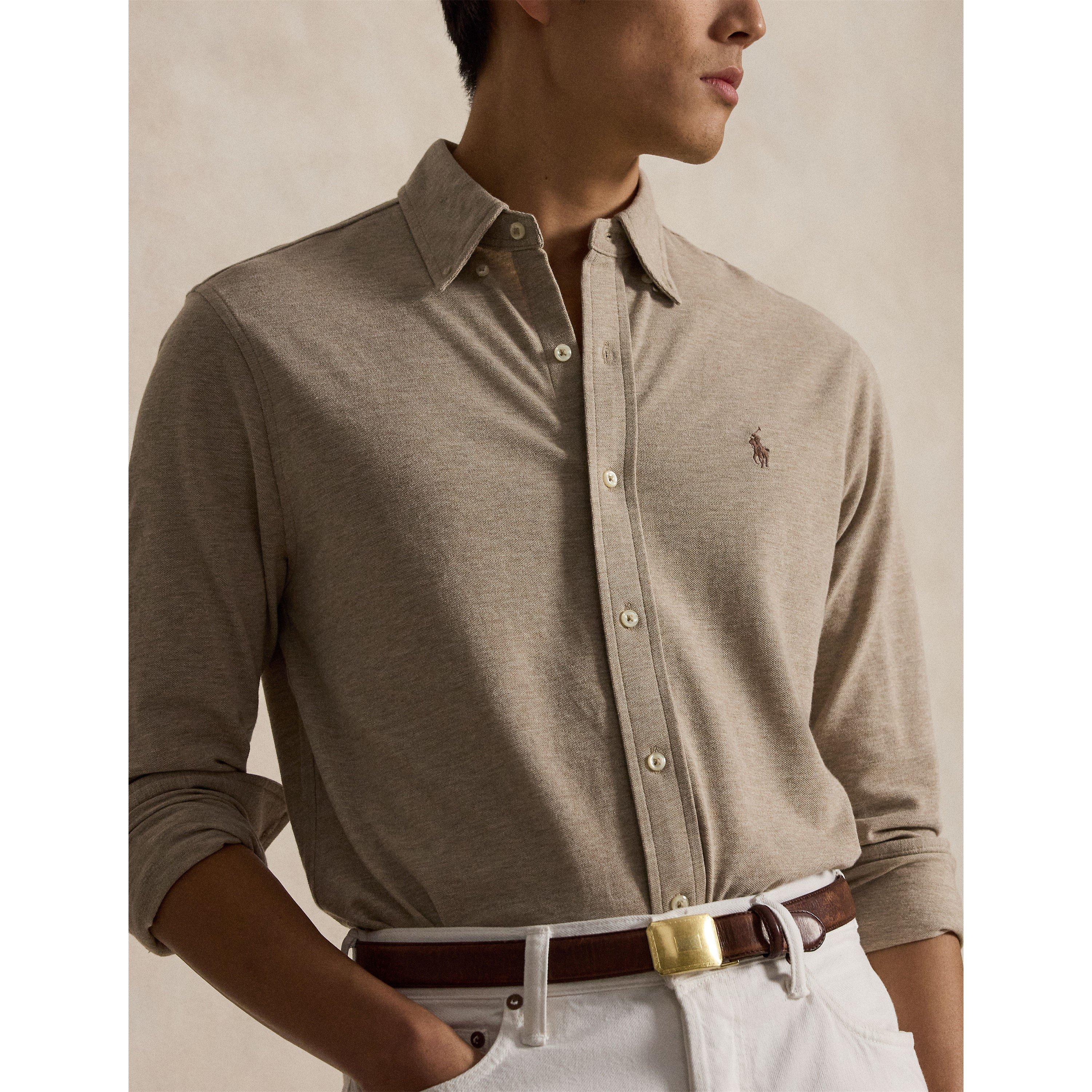 Slim Fit Button-Down Plain Shirt
