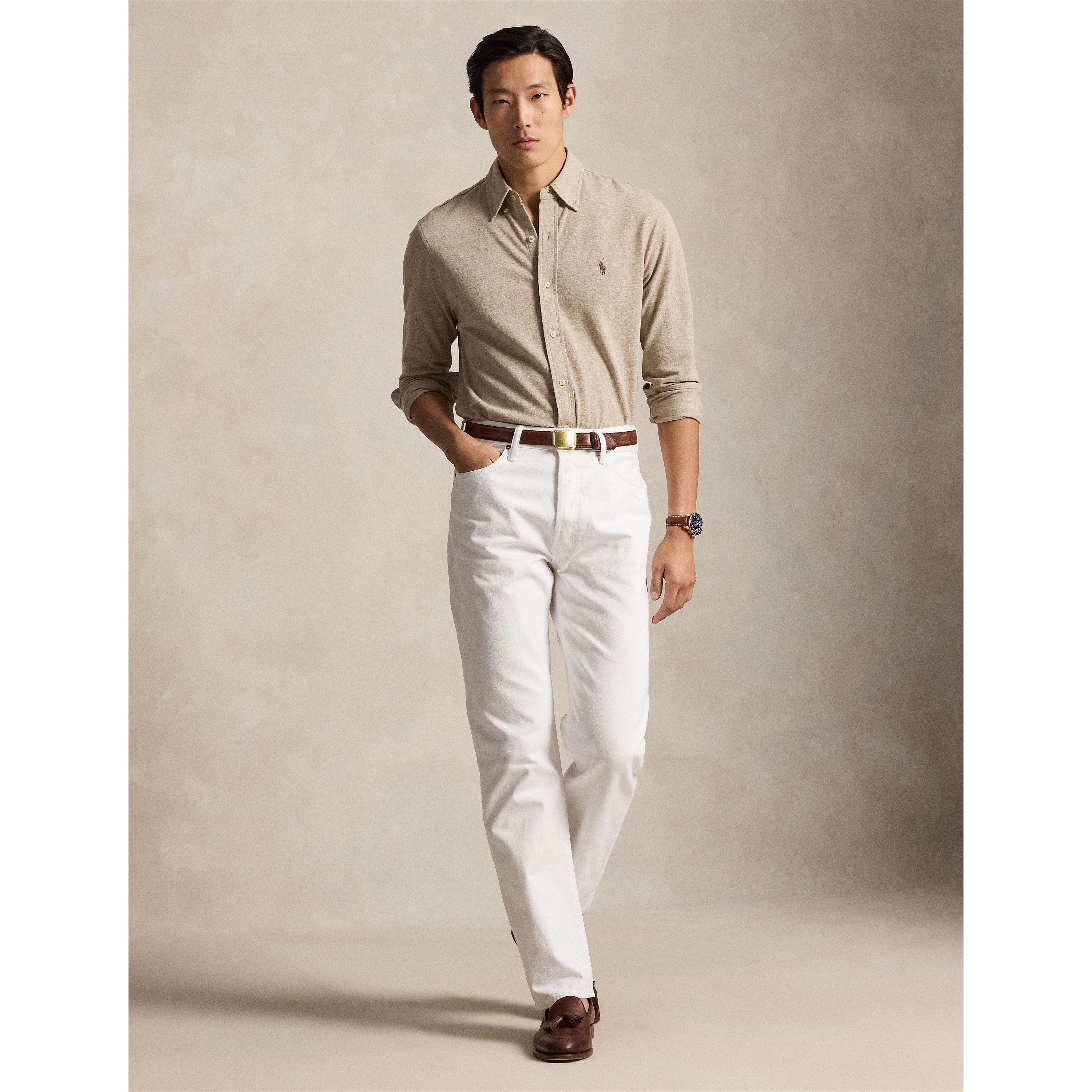 Slim Fit Button-Down Plain Shirt