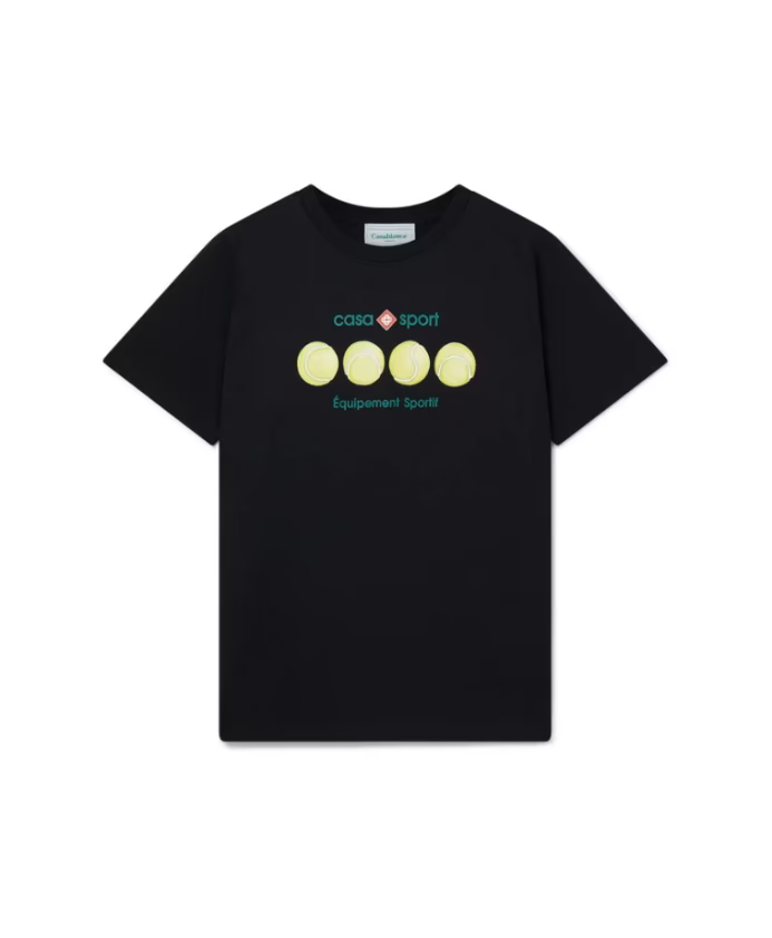 Casablanca Sport Tennis Balls Printed T-shirt Black
