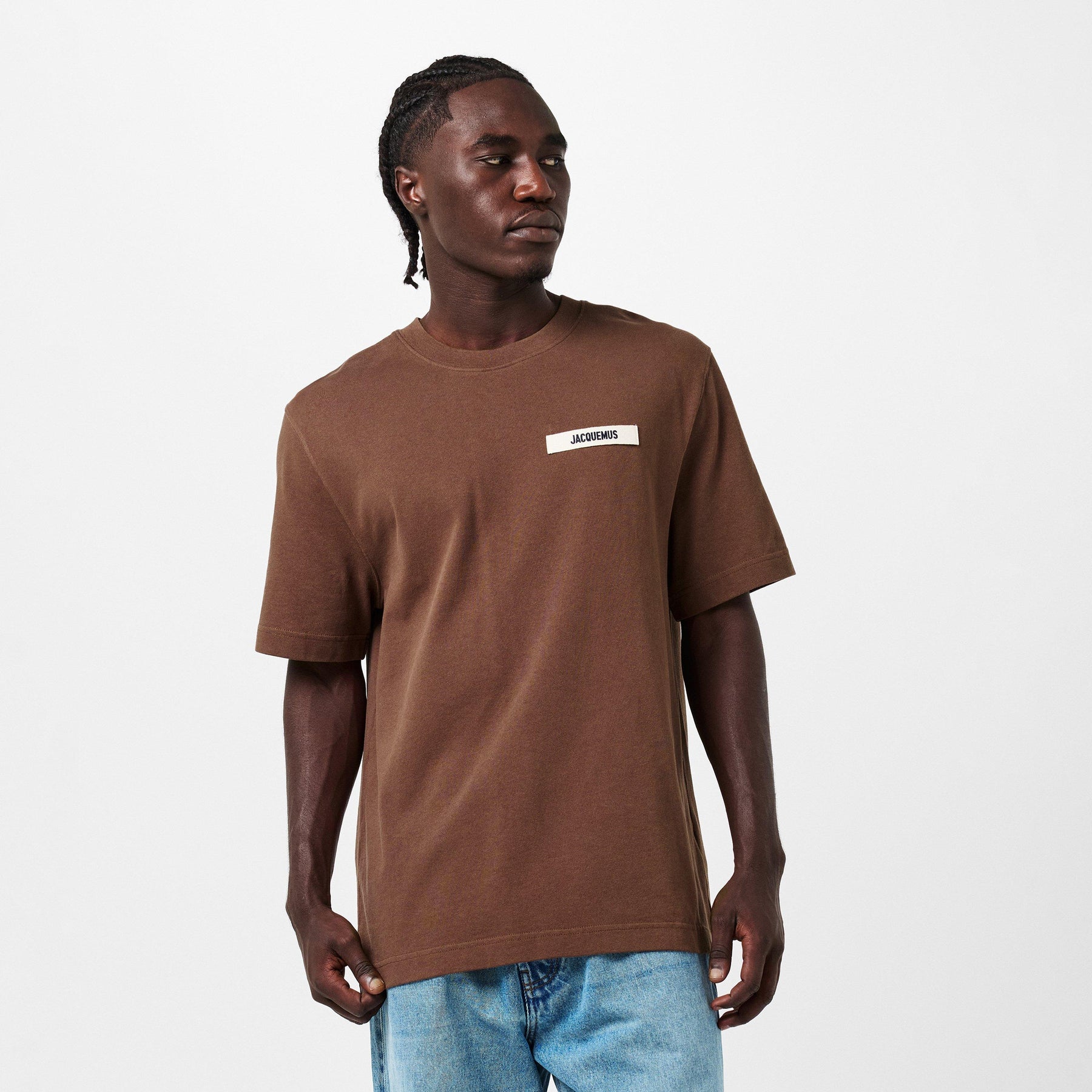 Men's Plain Cotton Grosgrain Tab T-Shirt