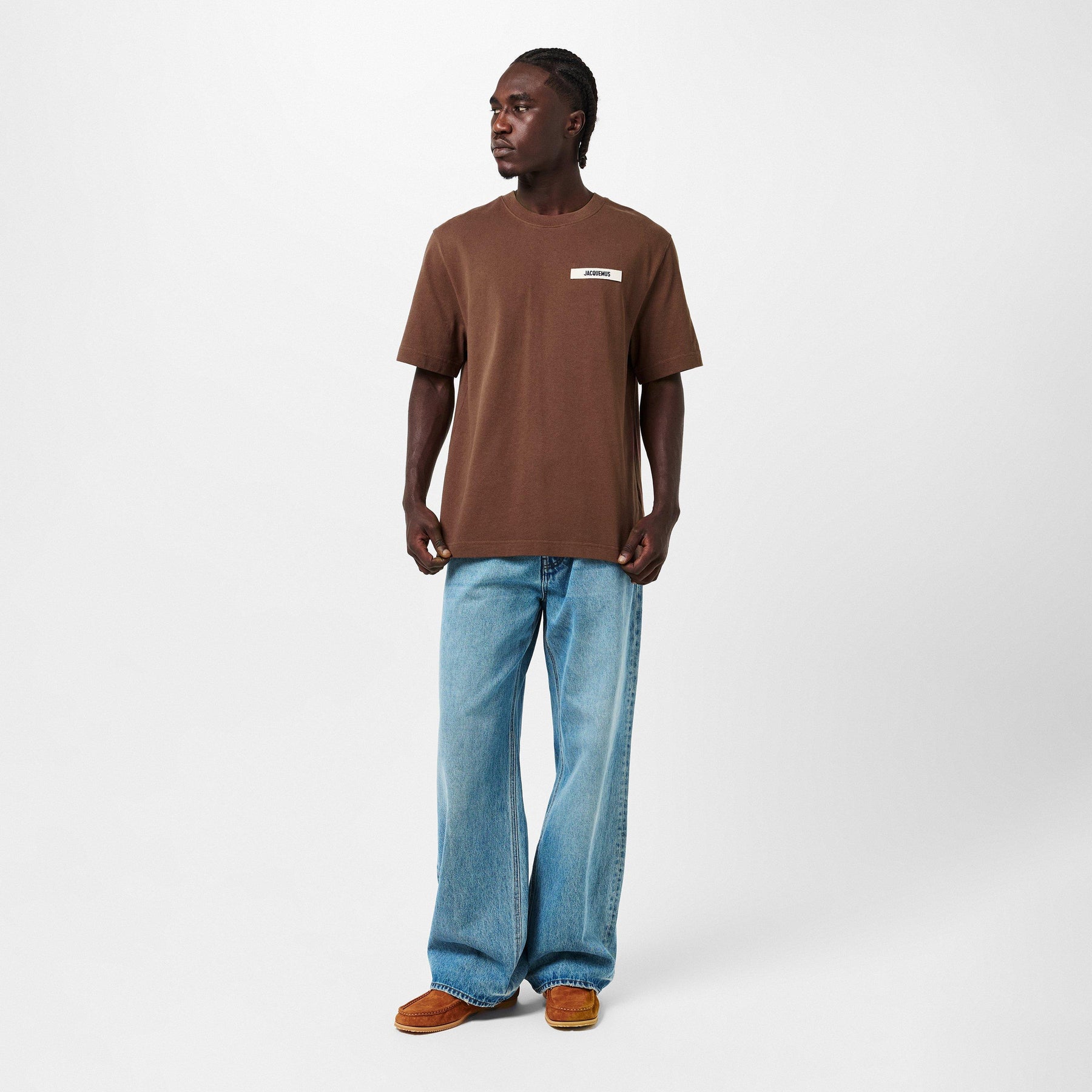 Men's Plain Cotton Grosgrain Tab T-Shirt