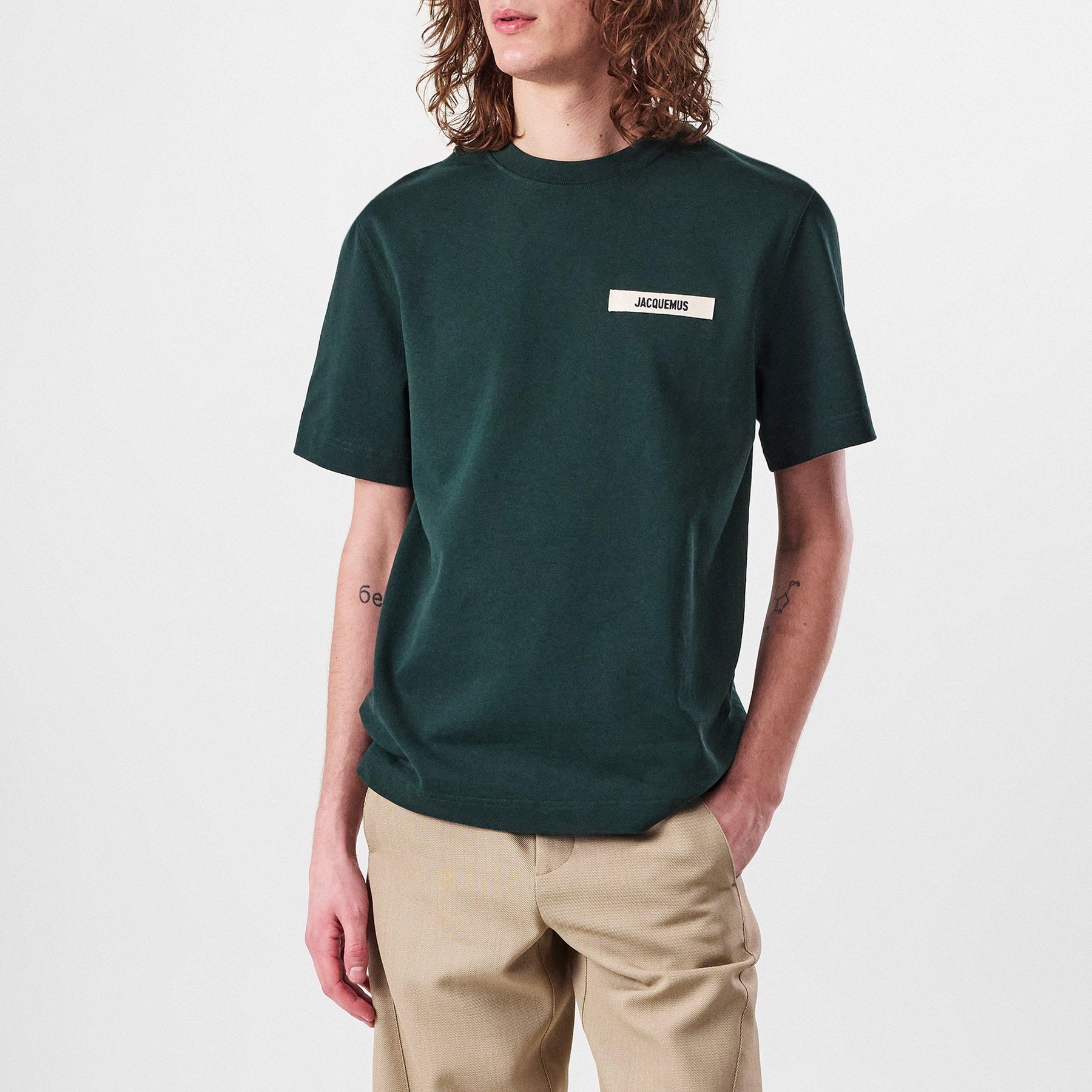 Men's Plain Cotton Grosgrain Tab T-Shirt