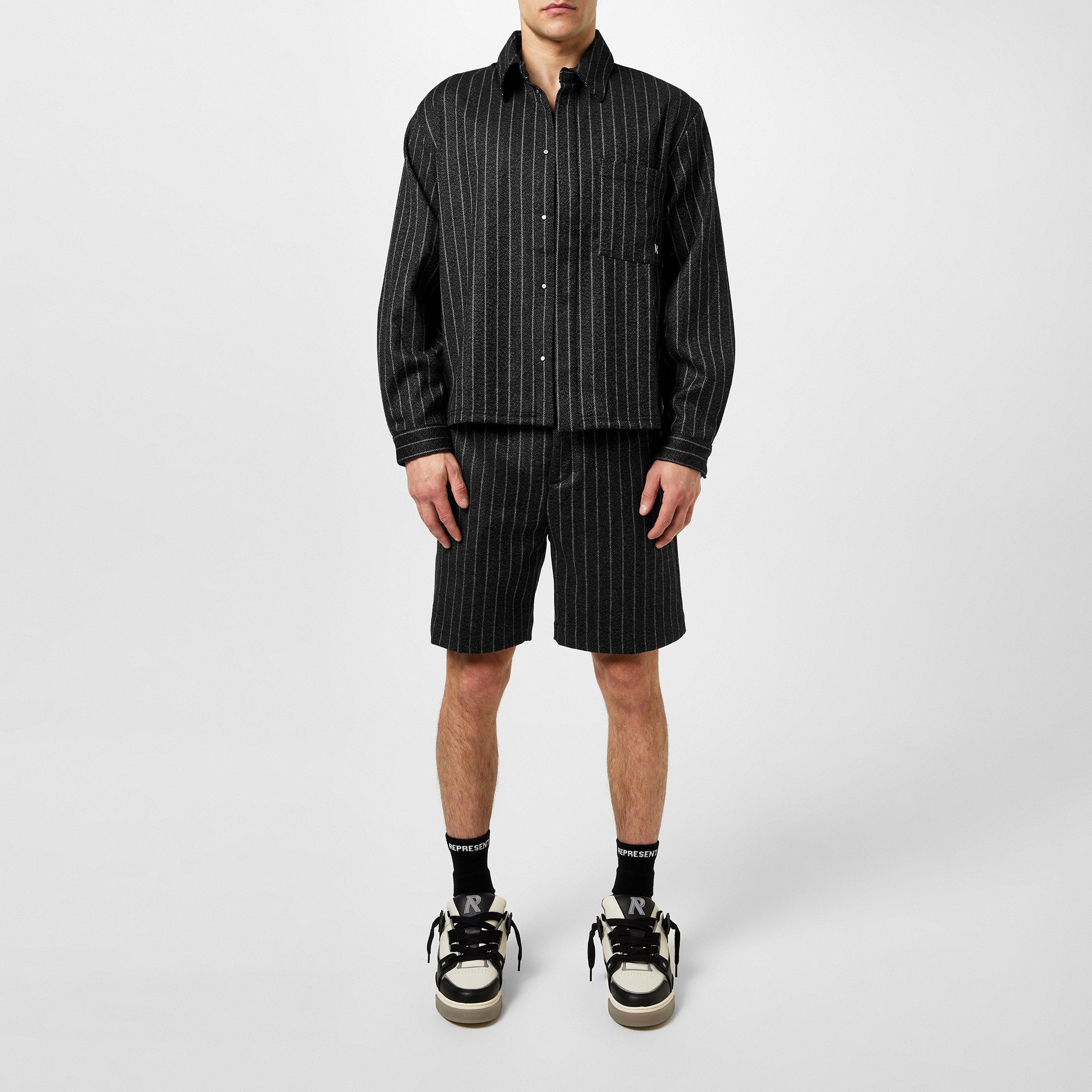 Cropped Wool Long Sleeve Oversized Fit Overshirt