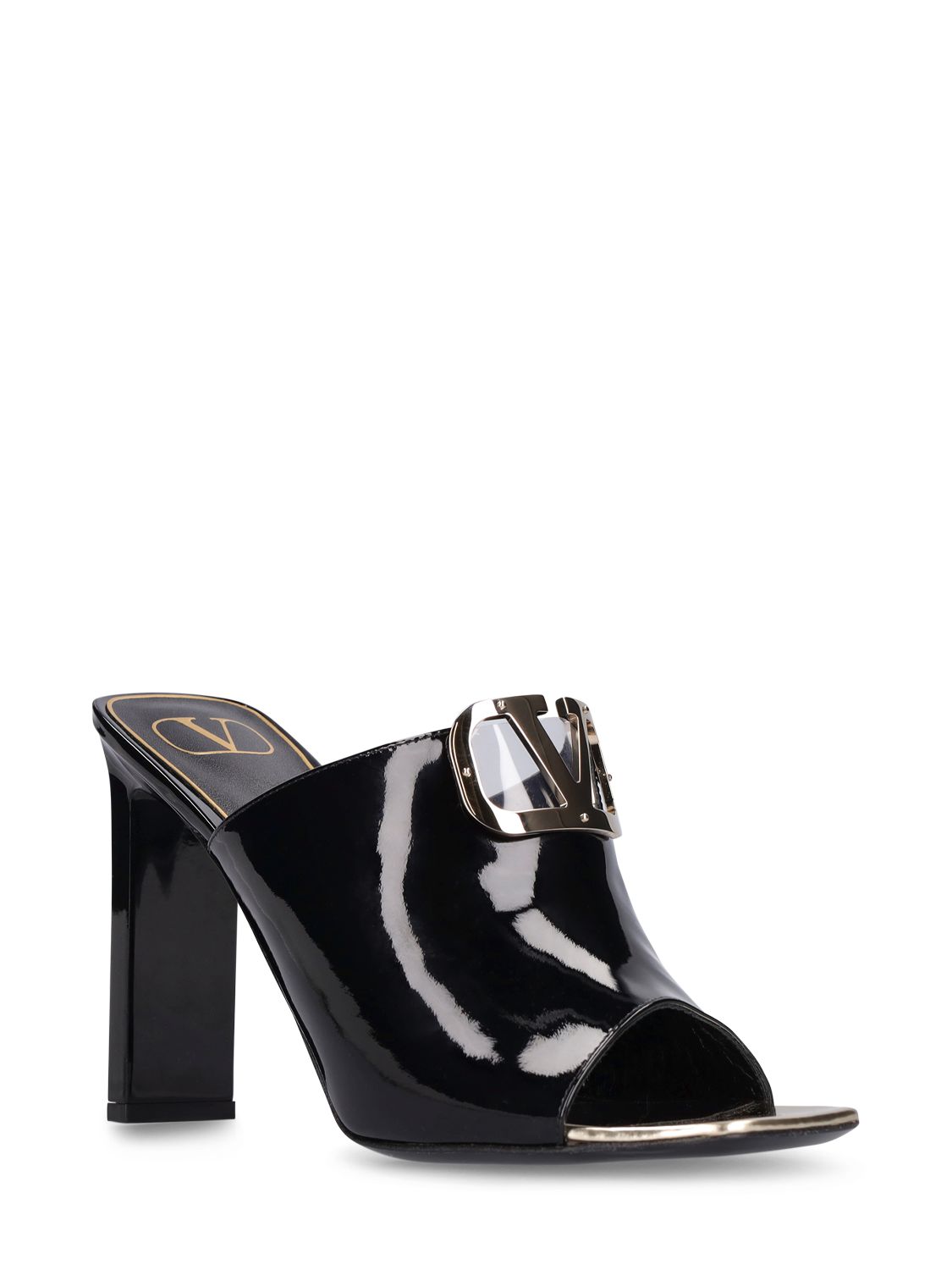 Valentino Garavani Valentino Garavani 100mm Vlogo patent leather sandals - Size: UK 3 Heels | Shop From The Mirage