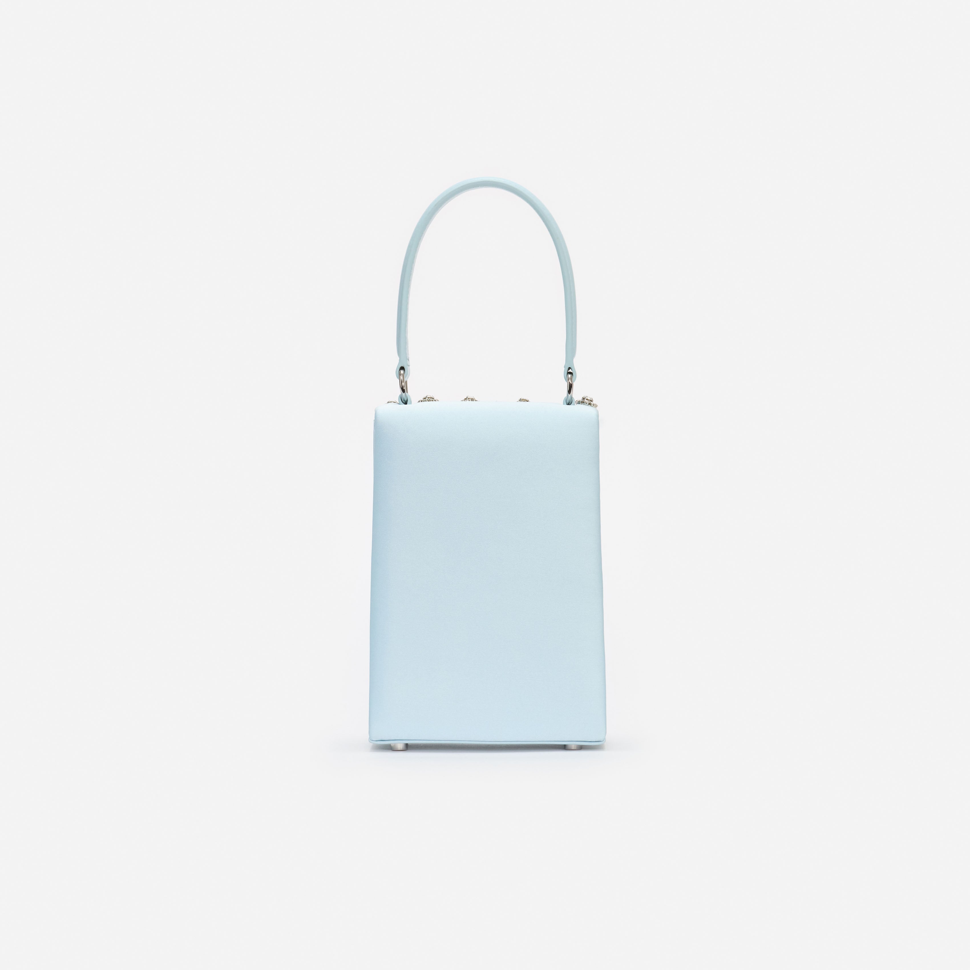 Blue Satin Crystal Mini Bow Bag