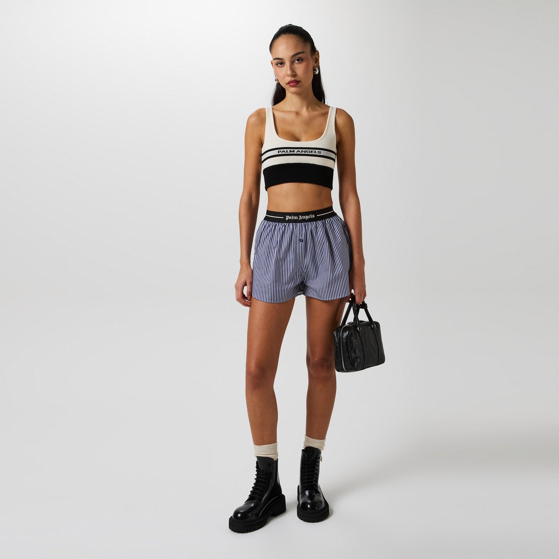 Logo Band Striped Shorts
