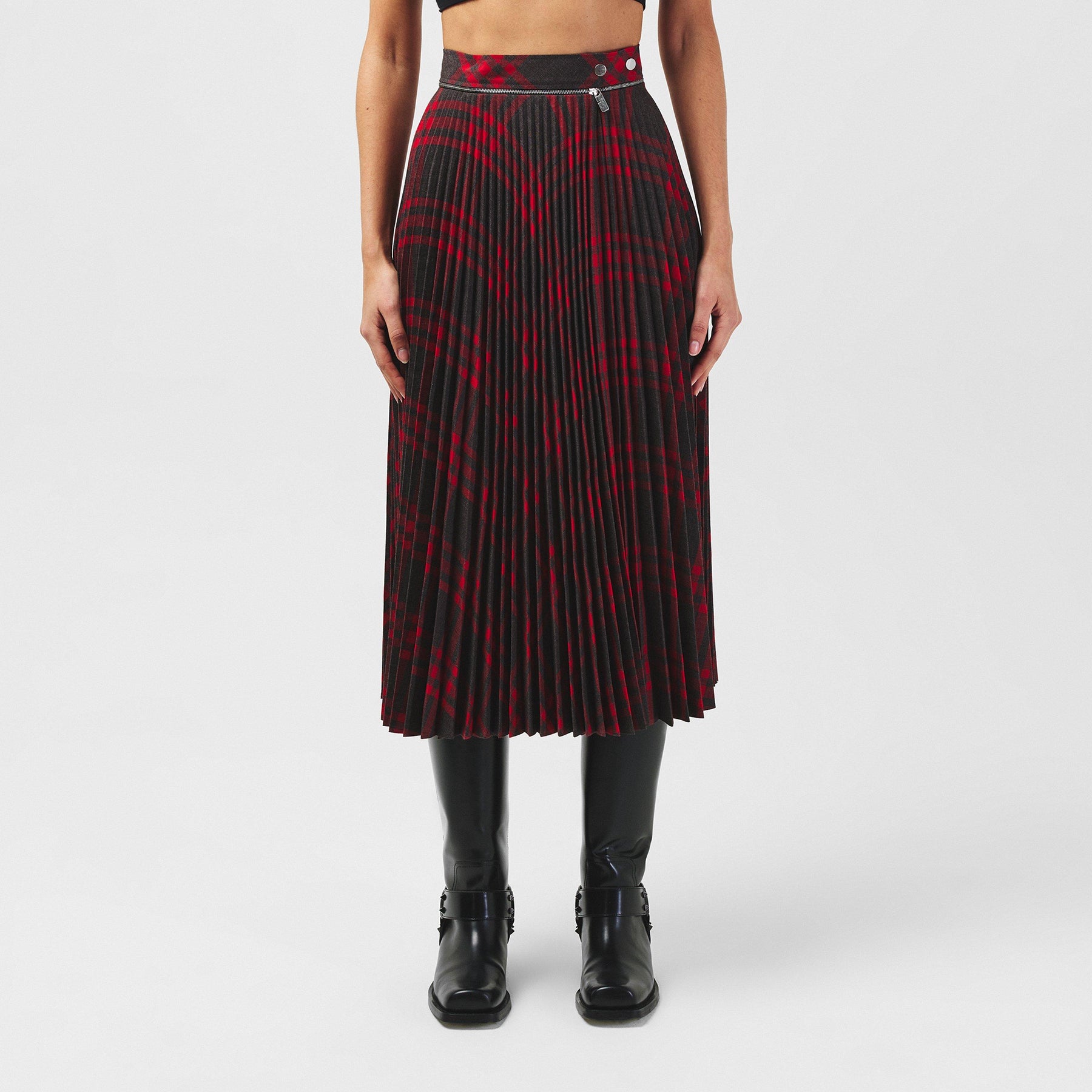 Pleated Check Skirt