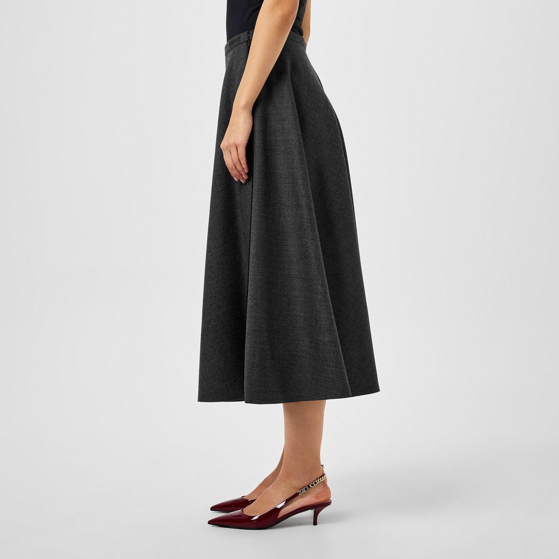 Women's Plain Wool Midi Skirt