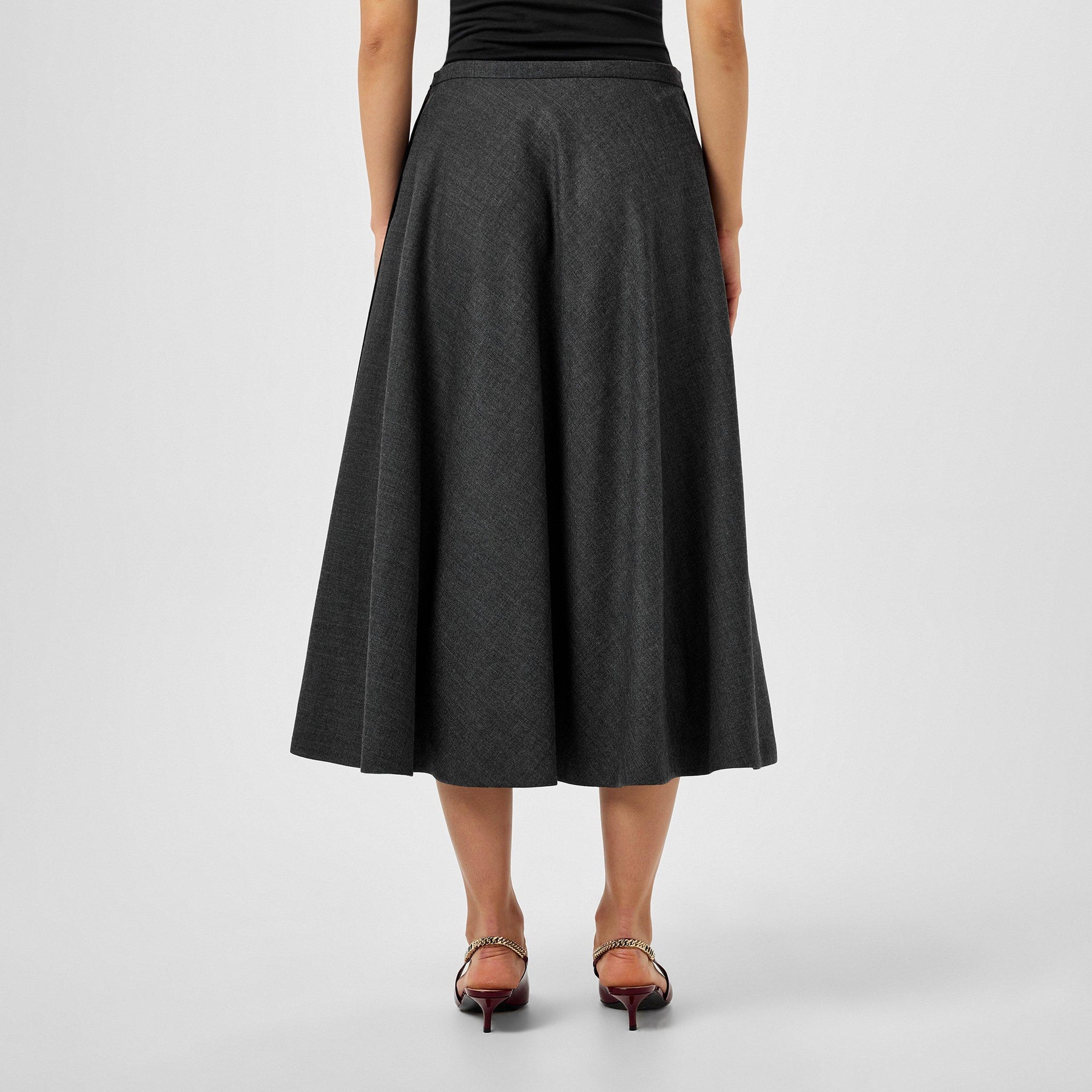Women's Plain Wool Midi Skirt