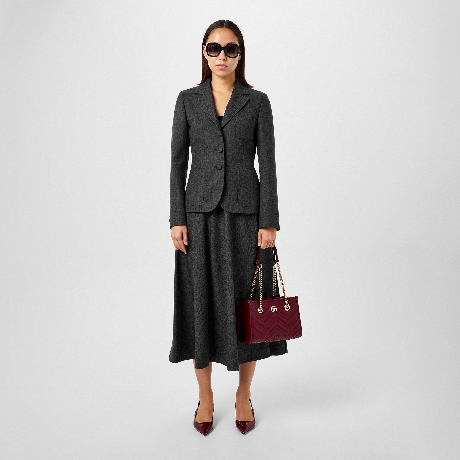 Women's Plain Wool Midi Skirt