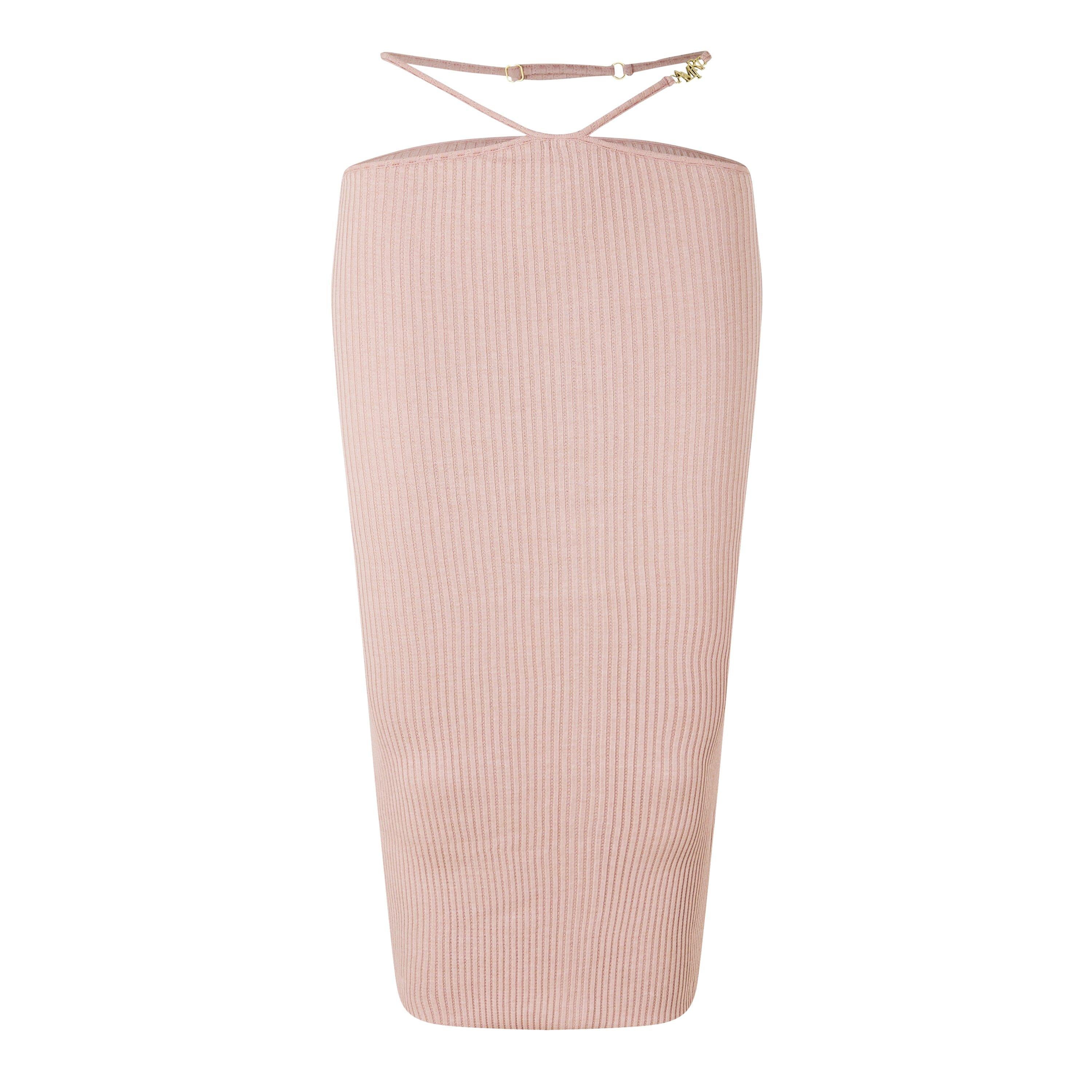 Ribbed Staggered Midi Skirt