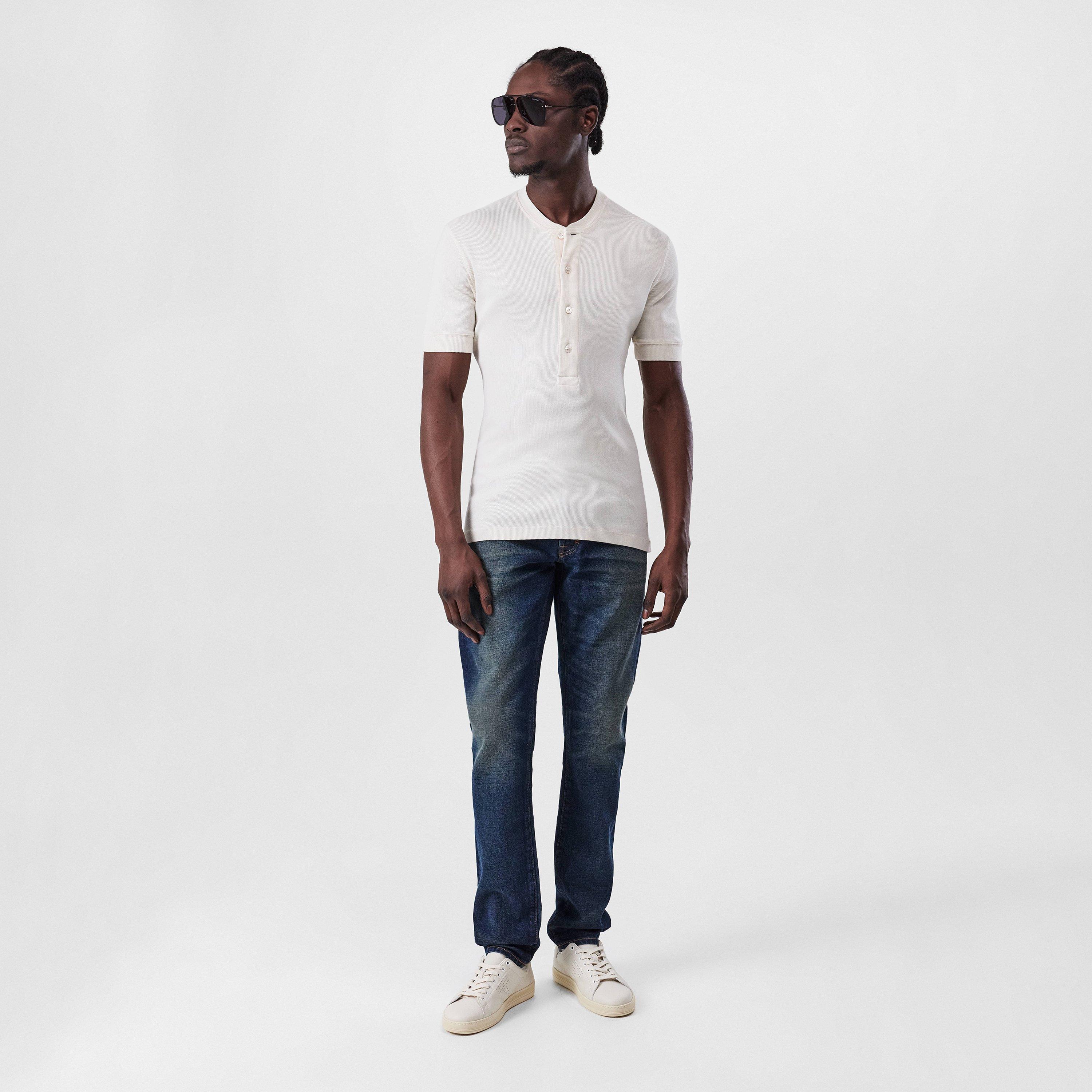 Ribbed Henley T-Shirt