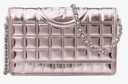 Tory Burch FLEMING METALLIC QUILT CHAIN WALLET - Wallets | Shop From The Mirage