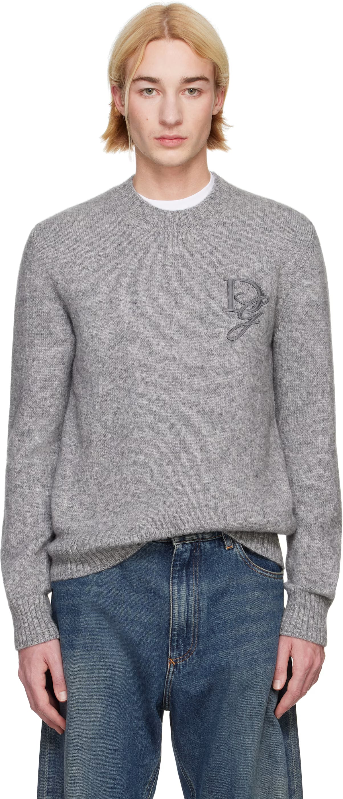 Dolce&Gabbana Gray Round-Neck Wool Sweater