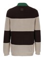 Fendi Brown Knitted Polo with Striped Motif and Fendi Club Patch on the Front in Cotton Man