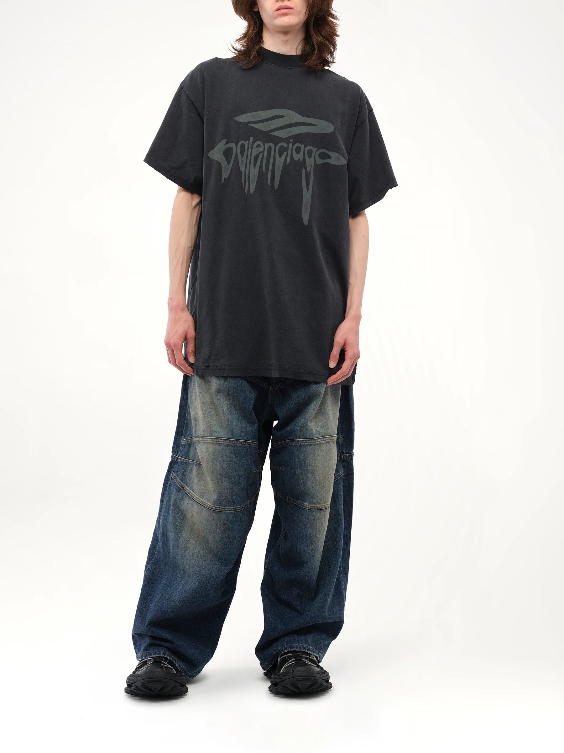 Liquified 3B Oversized T-Shirt in Washed Black