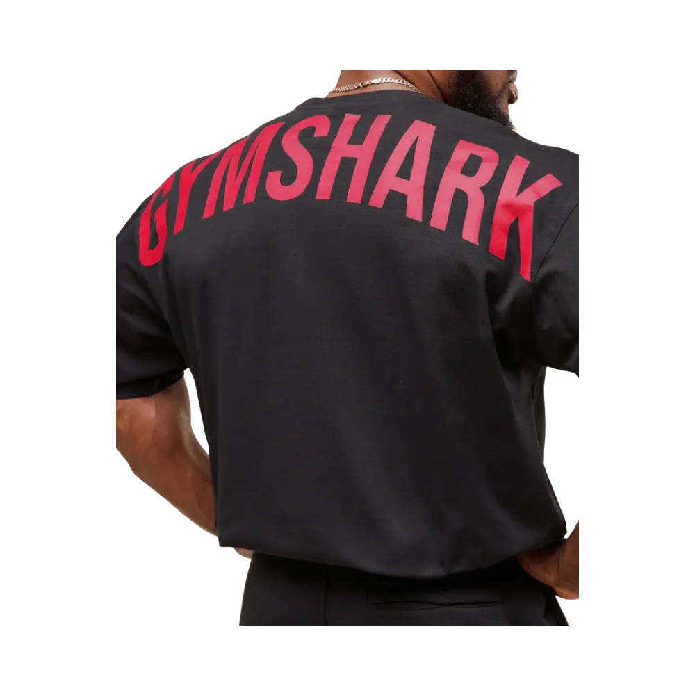 Gymshark Power T-Shirt Oversized Fit Black/Conditioning Red