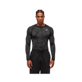 Gymshark Geo Seamless Long Sleeve T-Shirt Slim Fit Black/Charcoal Grey