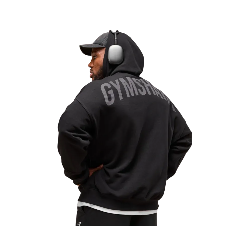 Gymshark Power Zip Up Hoodie Oversized Fit Black