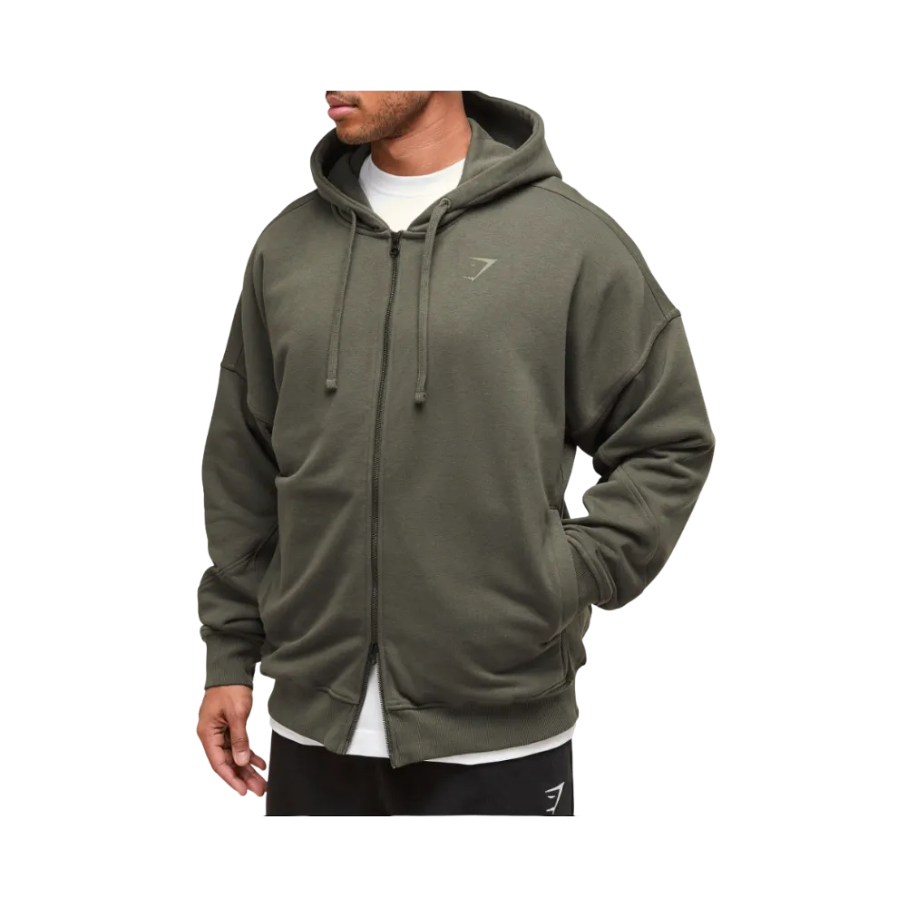 Gymshark Power Zip Up Hoodie Oversized Fit Strength Green